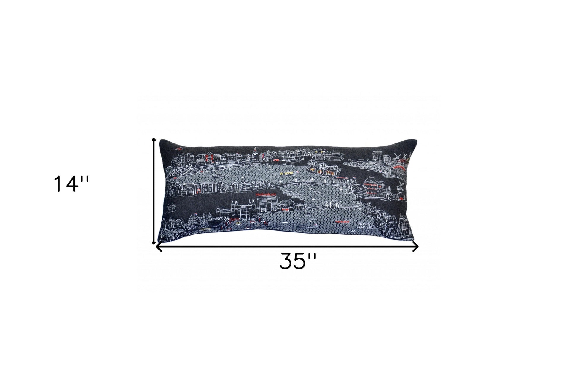 14" X 35" Black Gray and White Hometown Pride Wool Lumbar Throw Pillow-Accent Throw Pillows-DECOROLALA