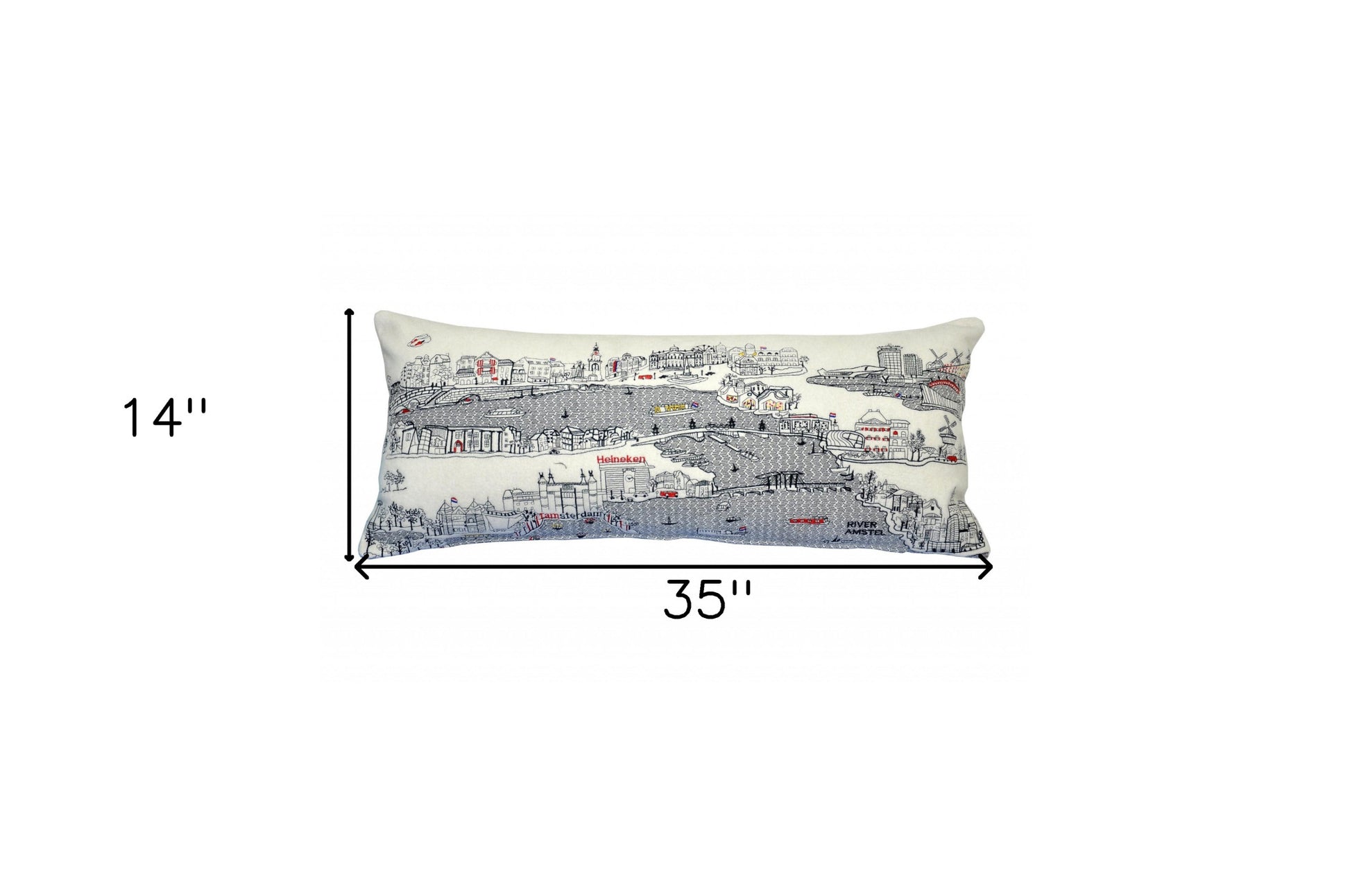 14" X 35" Cream Hometown Pride Wool Lumbar Throw Pillow-Accent Throw Pillows-DECOROLALA