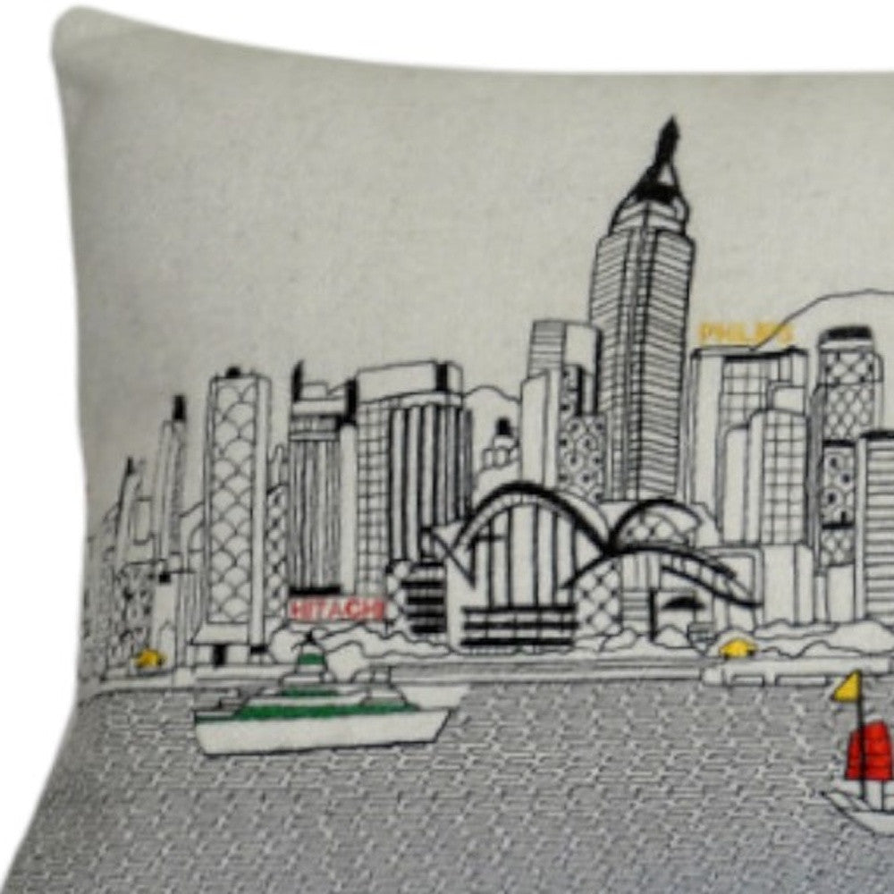 14" X 35" Cream Hometown Pride Wool Lumbar Throw Pillow-Accent Throw Pillows-DECOROLALA