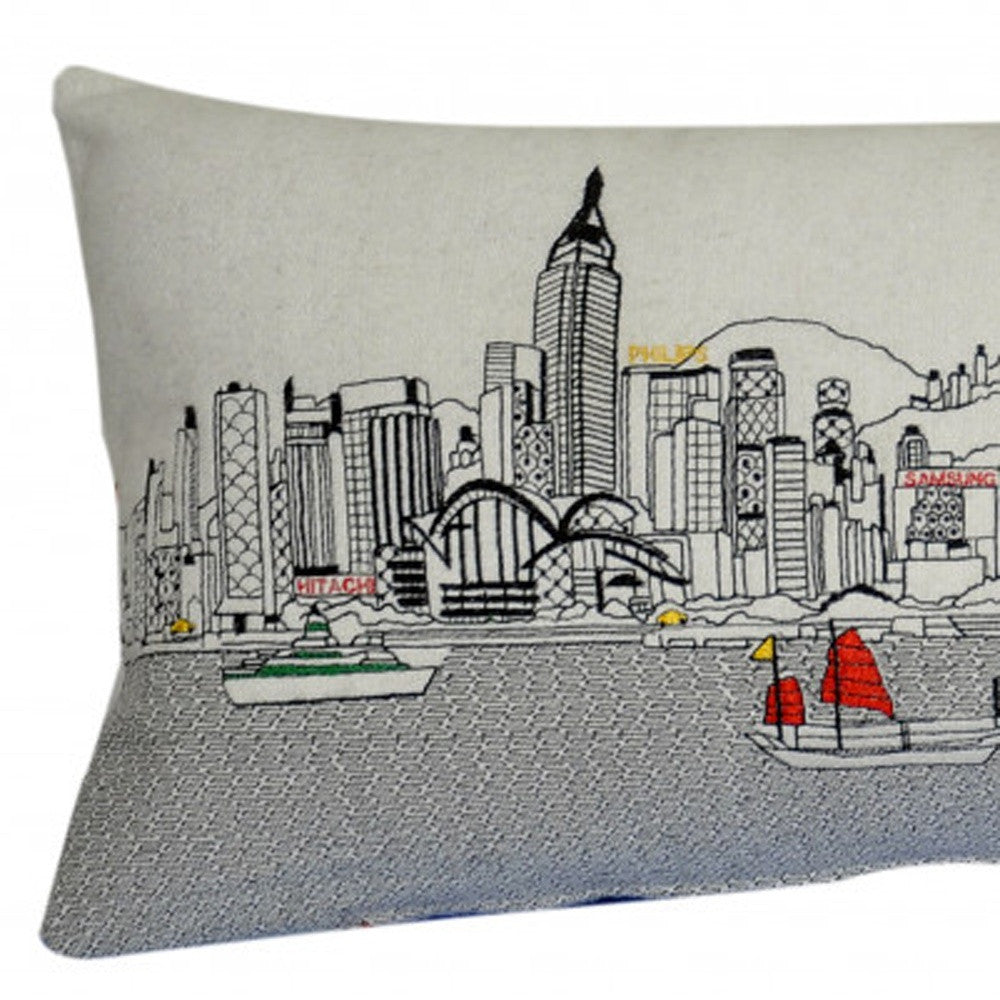 14" X 35" Cream Hometown Pride Wool Lumbar Throw Pillow-Accent Throw Pillows-DECOROLALA
