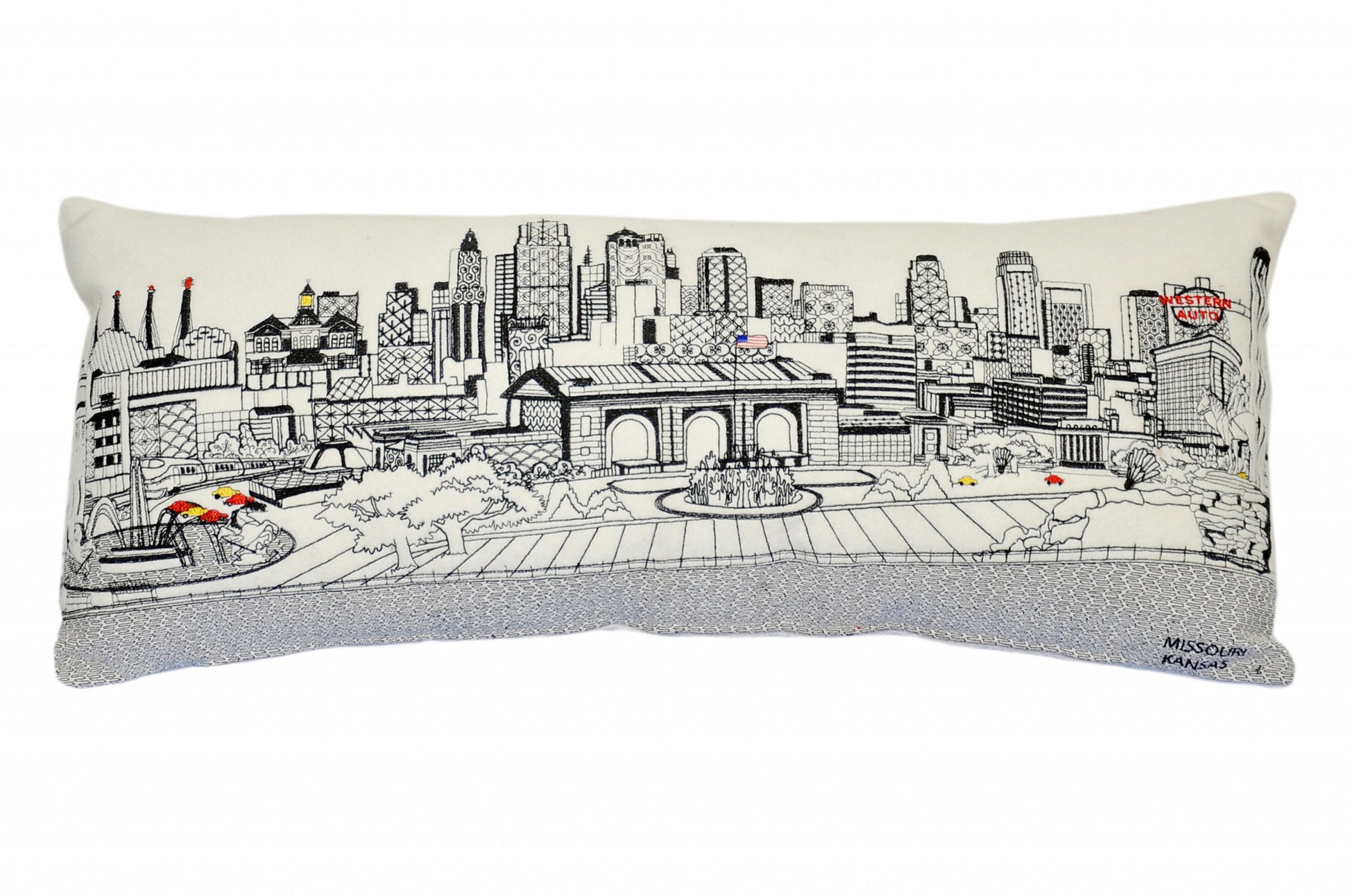 14" X 35" Cream Hometown Pride Wool Lumbar Throw Pillow-Accent Throw Pillows-DECOROLALA