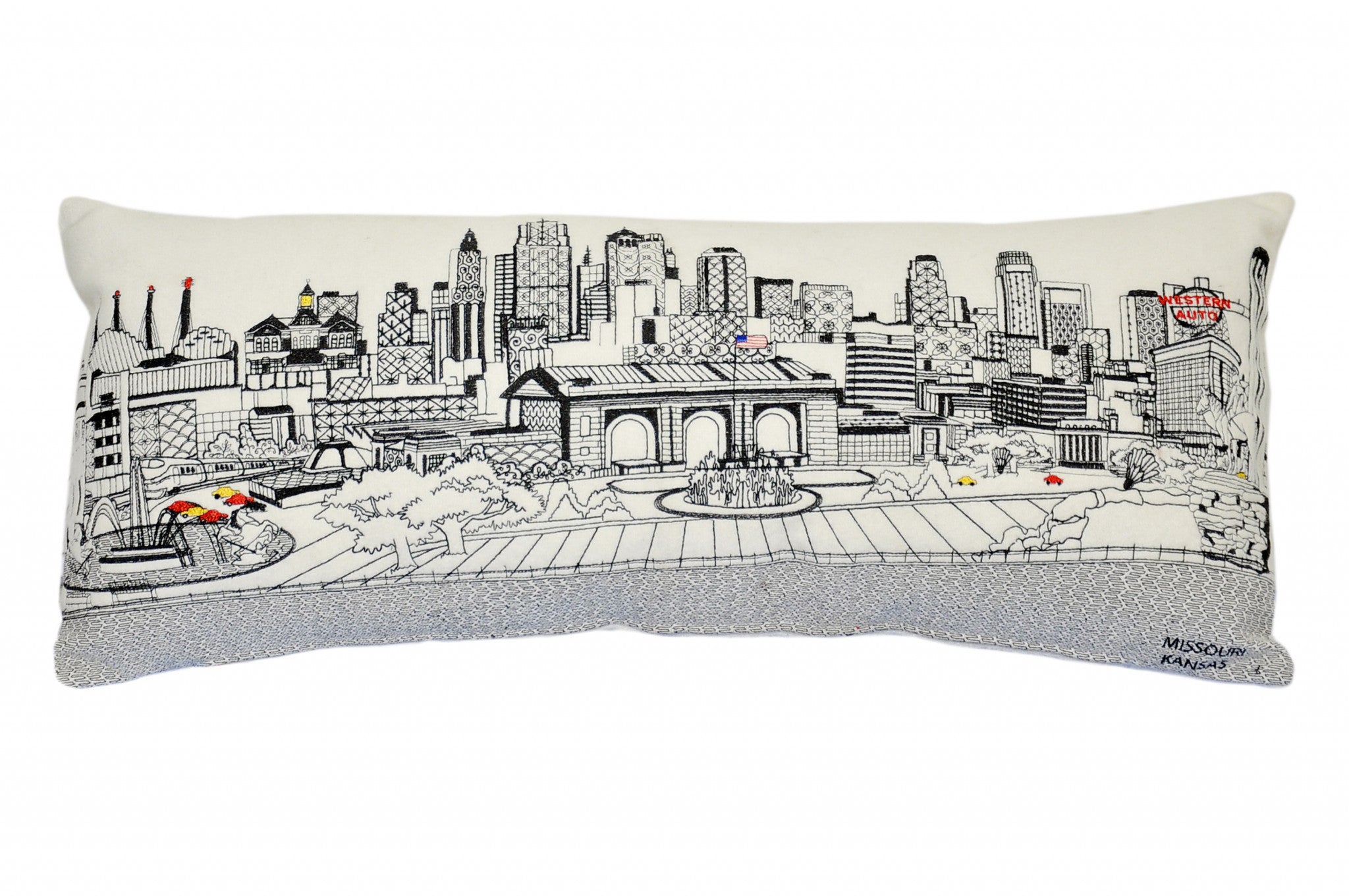 14" X 35" Cream Hometown Pride Wool Lumbar Throw Pillow-Accent Throw Pillows-DECOROLALA