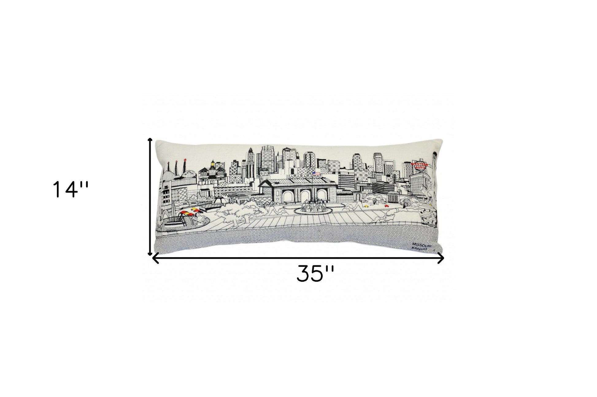 14" X 35" Cream Hometown Pride Wool Lumbar Throw Pillow-Accent Throw Pillows-DECOROLALA