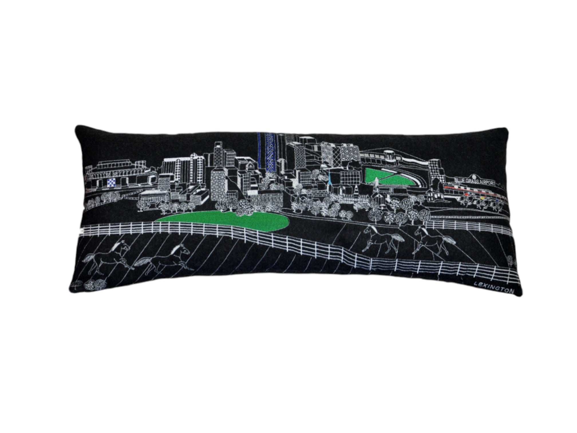 14" X 35" Black Gray and White Hometown Pride Wool Lumbar Throw Pillow-Accent Throw Pillows-DECOROLALA