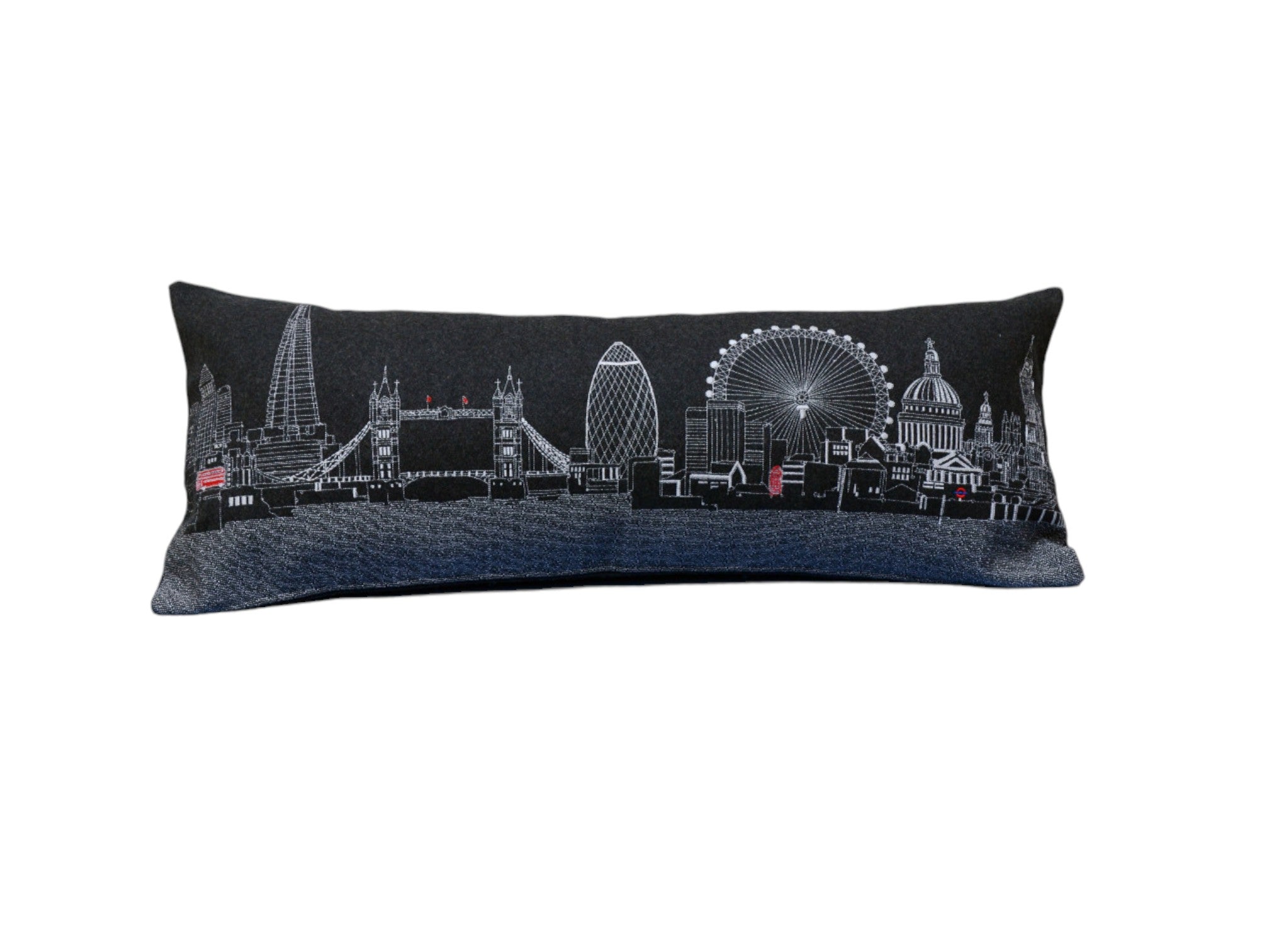 14" X 35" Black Gray and White Hometown Pride Wool Lumbar Throw Pillow-Accent Throw Pillows-DECOROLALA