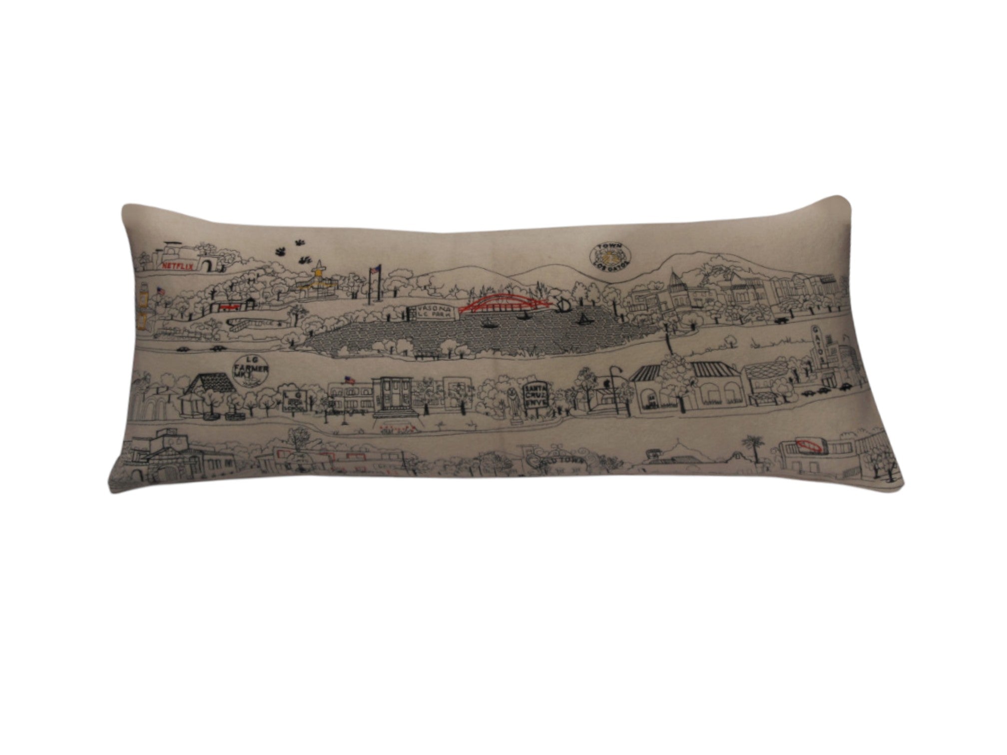 14" X 35" Cream Hometown Pride Wool Lumbar Throw Pillow-Accent Throw Pillows-DECOROLALA