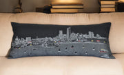 14" X 35" Black Gray and White Hometown Pride Wool Lumbar Throw Pillow-Accent Throw Pillows-DECOROLALA