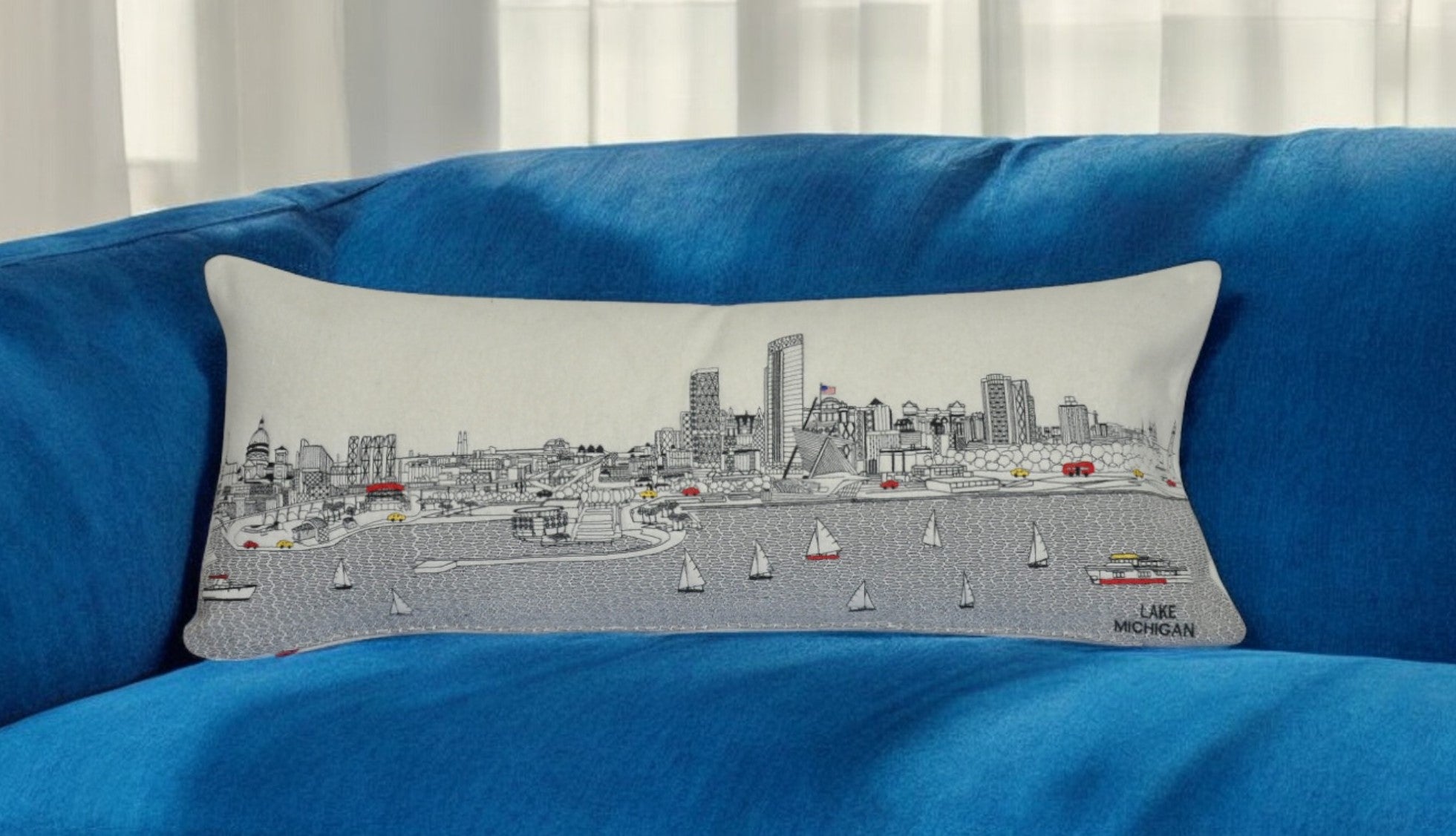 14" X 35" Cream Hometown Pride Wool Lumbar Throw Pillow-Accent Throw Pillows-DECOROLALA