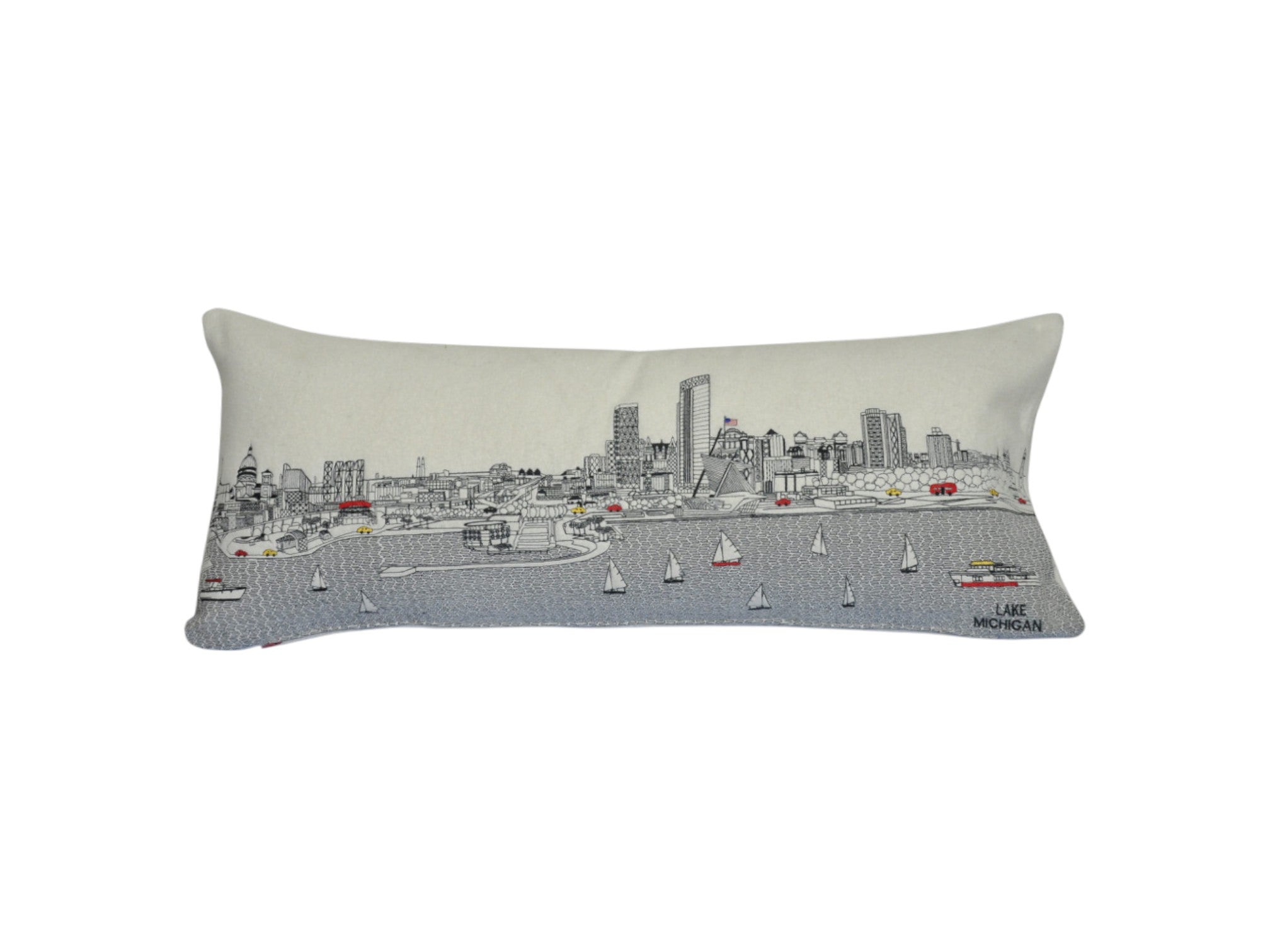 14" X 35" Cream Hometown Pride Wool Lumbar Throw Pillow-Accent Throw Pillows-DECOROLALA