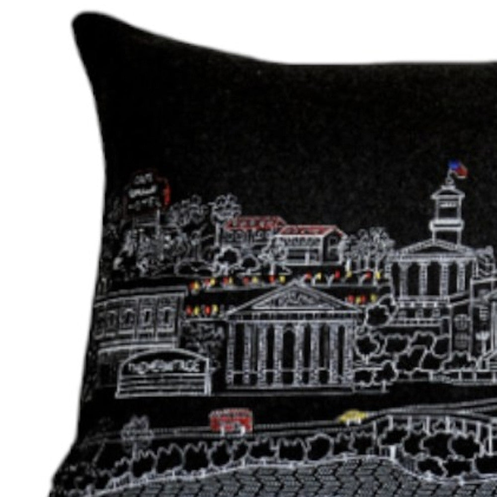 14" X 35" Black Gray and White Hometown Pride Wool Lumbar Throw Pillow-Accent Throw Pillows-DECOROLALA