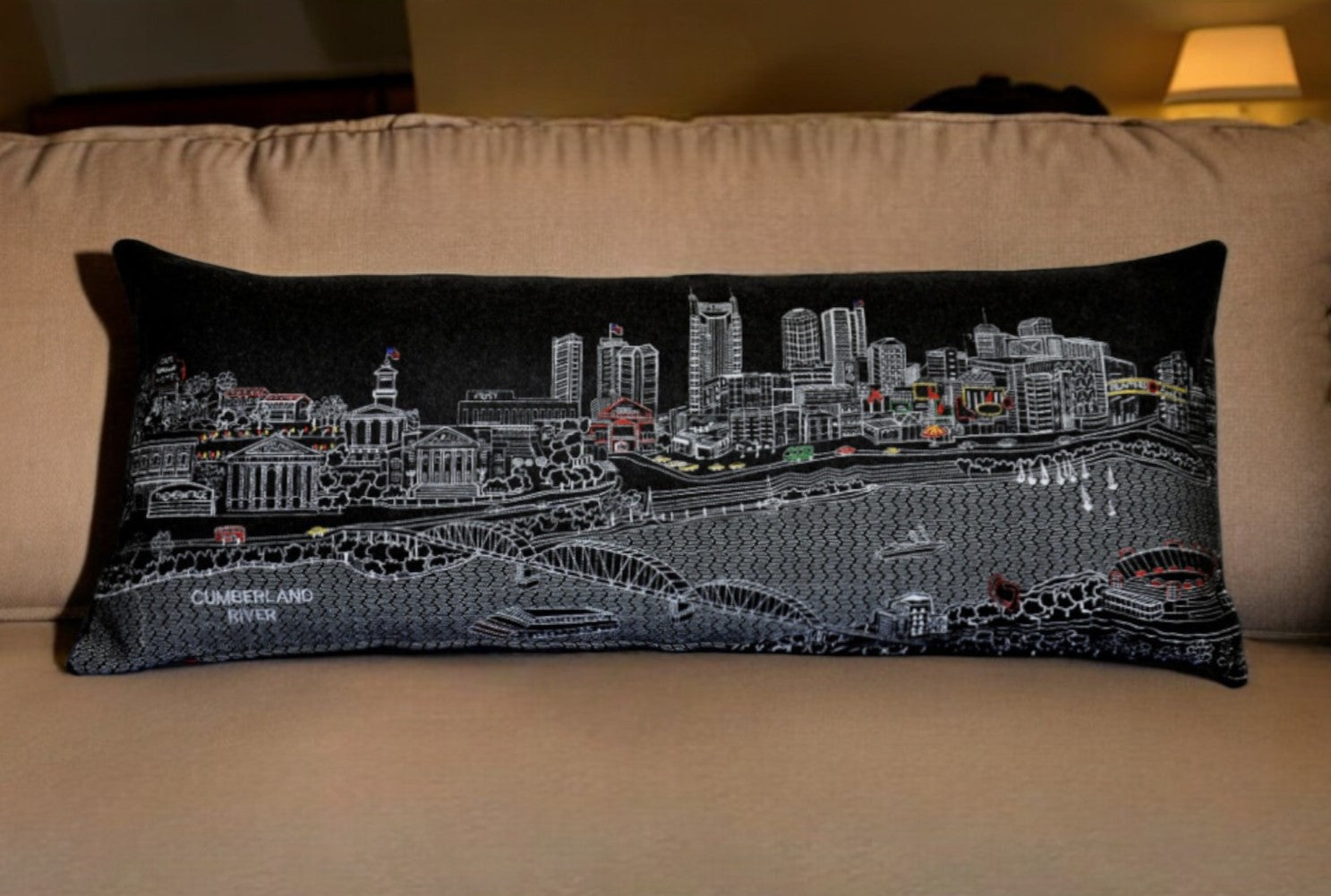 14" X 35" Black Gray and White Hometown Pride Wool Lumbar Throw Pillow-Accent Throw Pillows-DECOROLALA