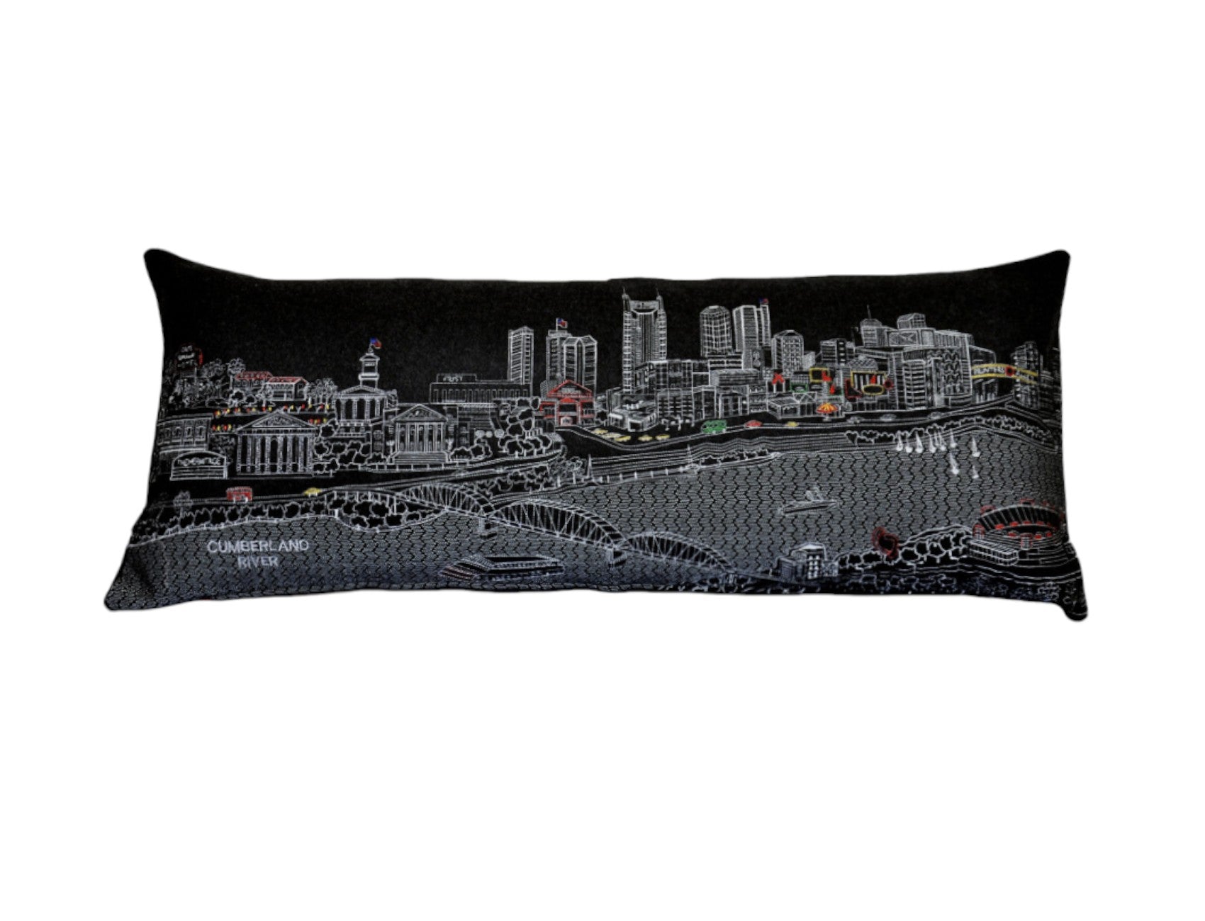 14" X 35" Black Gray and White Hometown Pride Wool Lumbar Throw Pillow-Accent Throw Pillows-DECOROLALA