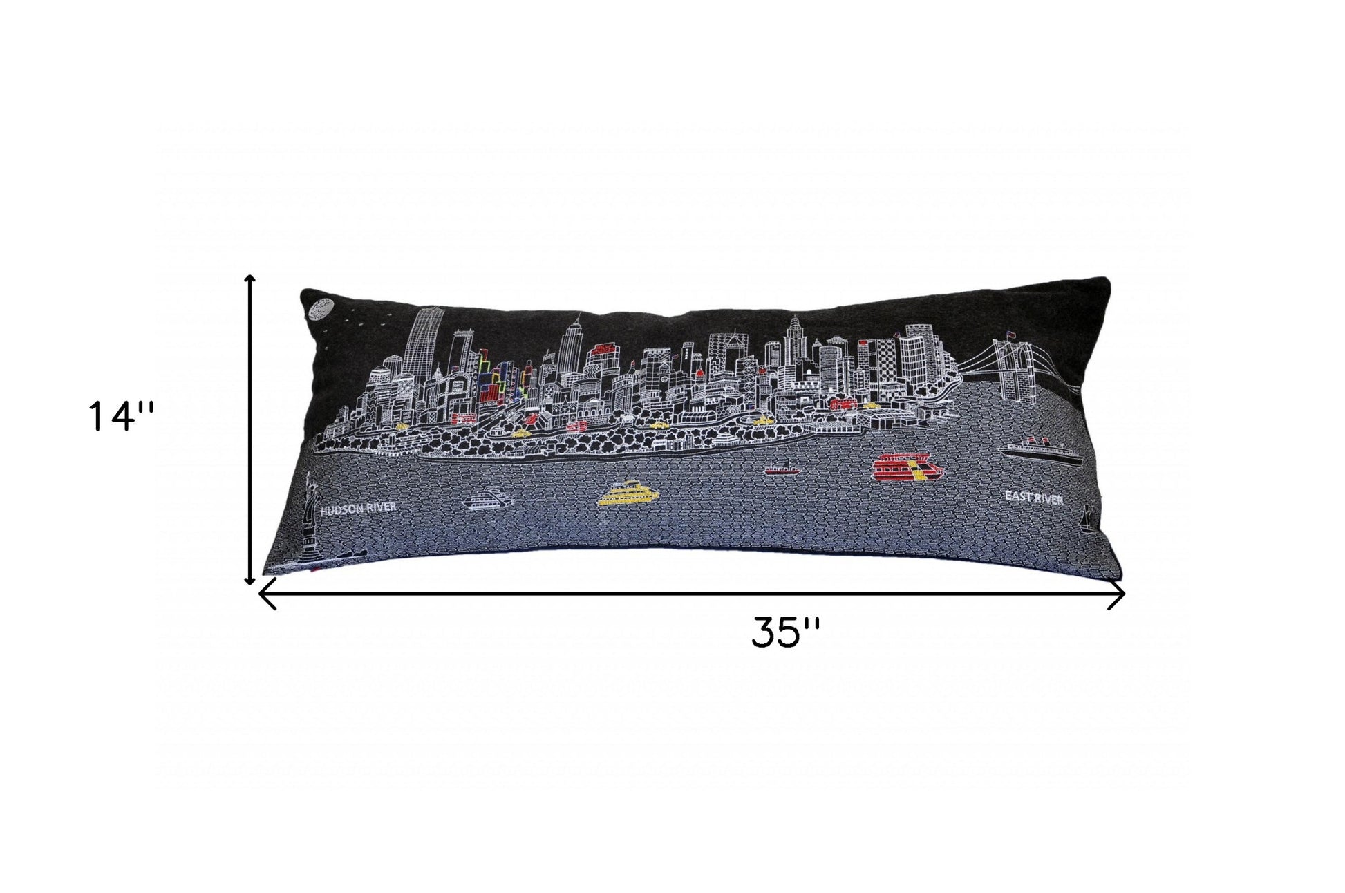 14" X 35" Black Gray and White Hometown Pride Wool Lumbar Throw Pillow-Accent Throw Pillows-DECOROLALA