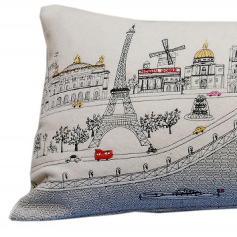 14" X 35" Cream Hometown Pride Wool Lumbar Throw Pillow-Accent Throw Pillows-DECOROLALA