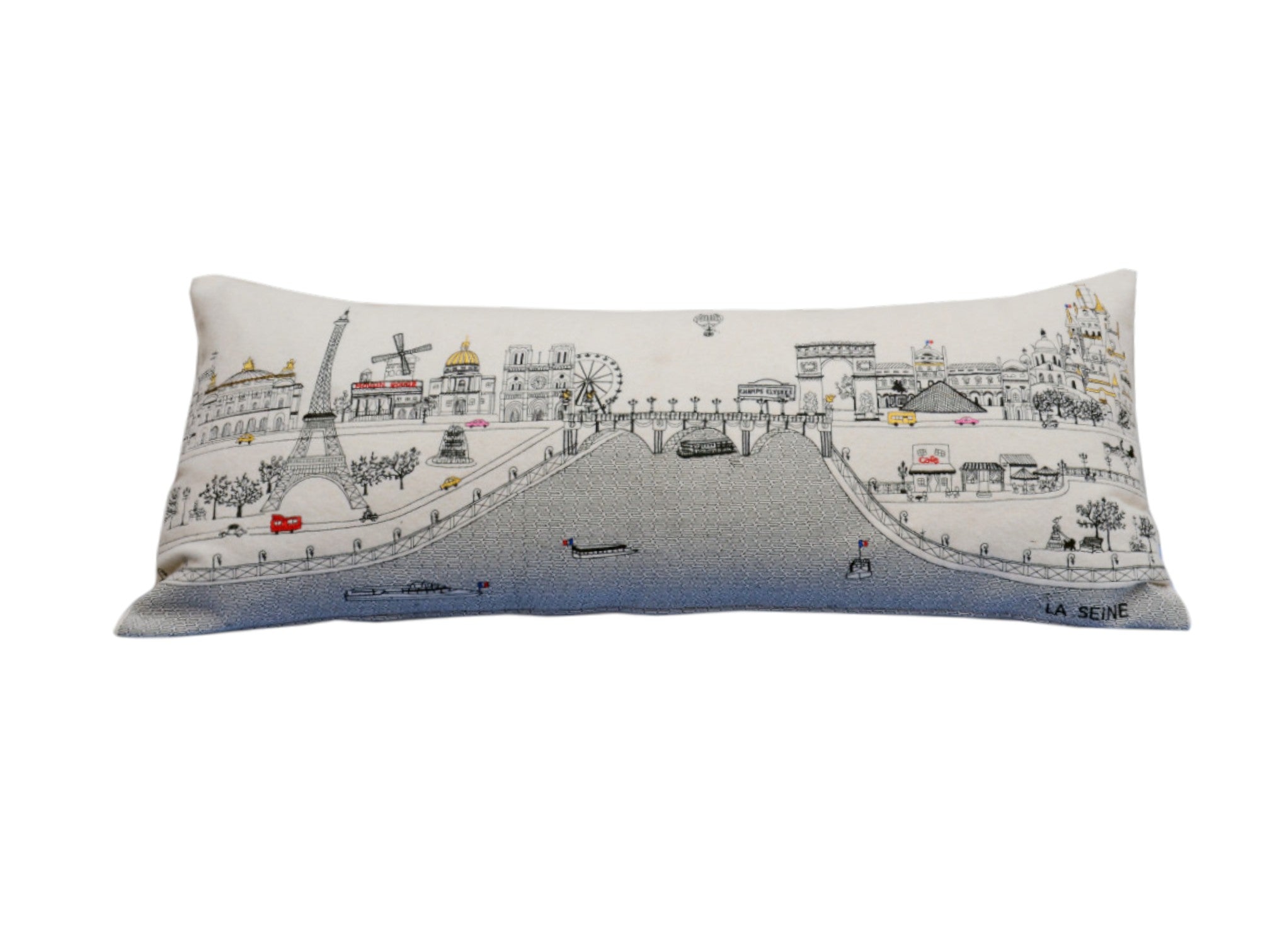 14" X 35" Cream Hometown Pride Wool Lumbar Throw Pillow-Accent Throw Pillows-DECOROLALA