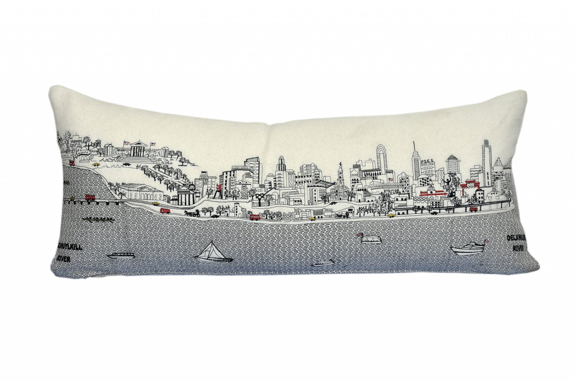 14" X 35" Cream Hometown Pride Wool Lumbar Throw Pillow-Accent Throw Pillows-DECOROLALA