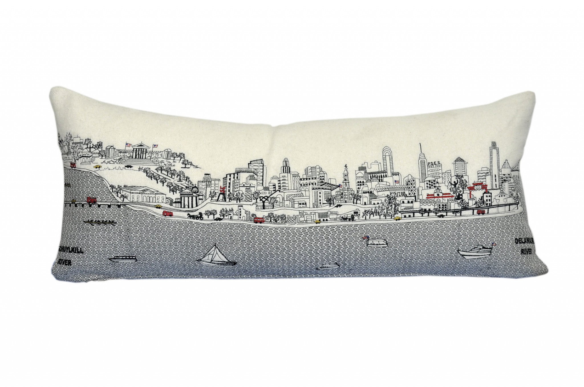 14" X 35" Cream Hometown Pride Wool Lumbar Throw Pillow-Accent Throw Pillows-DECOROLALA