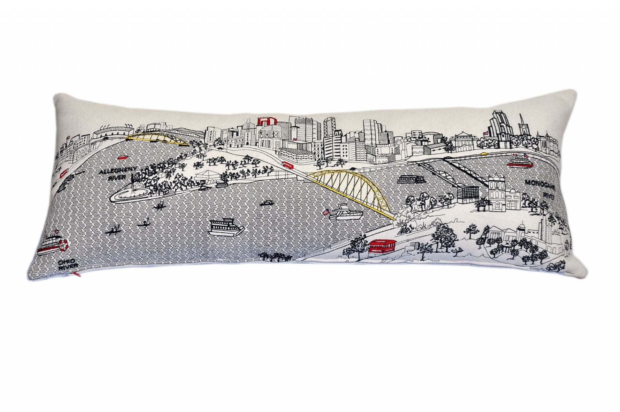 14" X 35" Cream Hometown Pride Wool Lumbar Throw Pillow-Accent Throw Pillows-DECOROLALA