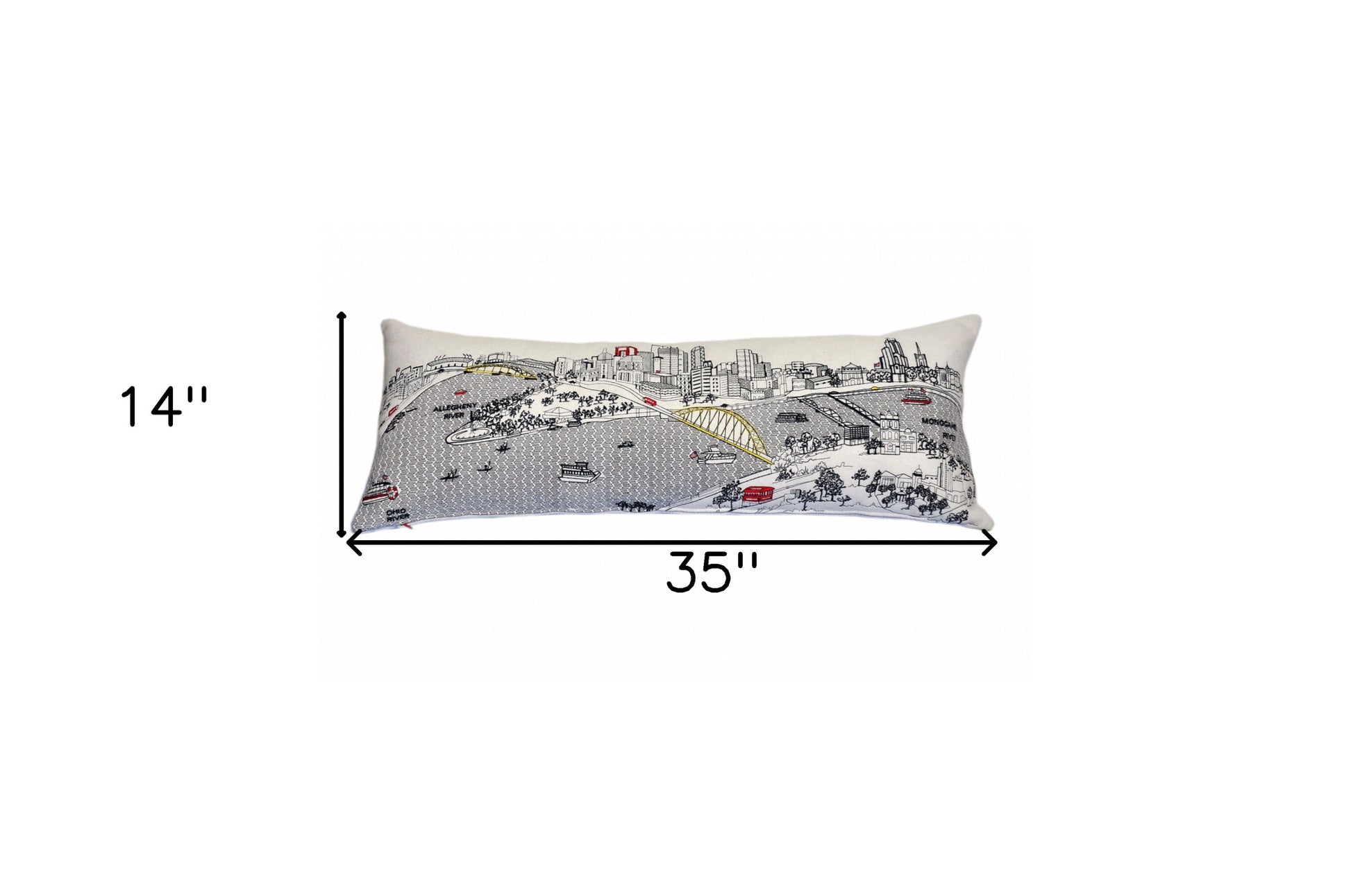 14" X 35" Cream Hometown Pride Wool Lumbar Throw Pillow-Accent Throw Pillows-DECOROLALA