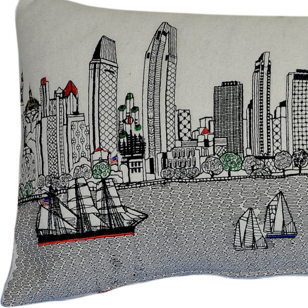 14" X 35" Cream Hometown Pride Wool Lumbar Throw Pillow-Accent Throw Pillows-DECOROLALA
