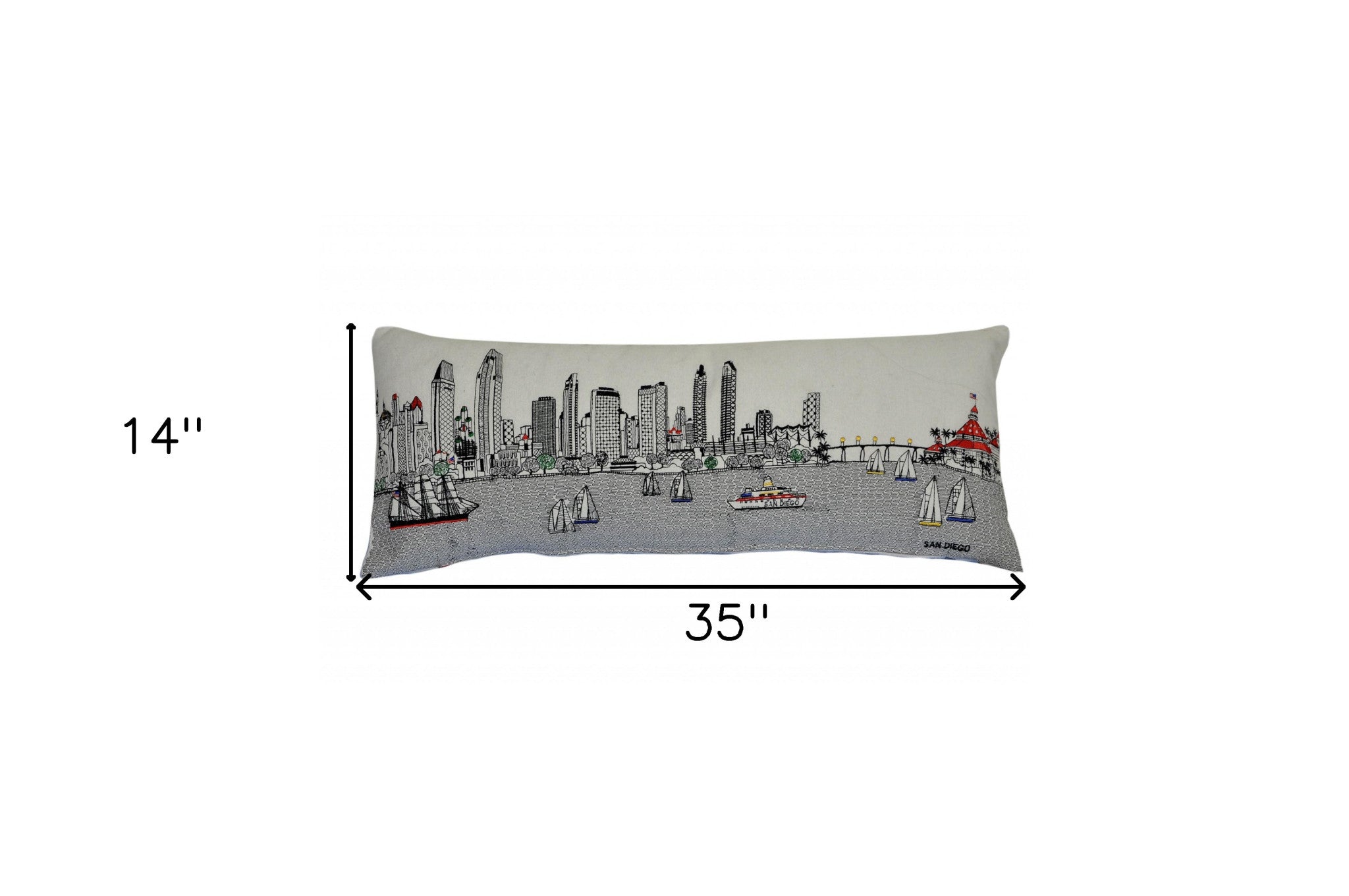 14" X 35" Cream Hometown Pride Wool Lumbar Throw Pillow-Accent Throw Pillows-DECOROLALA