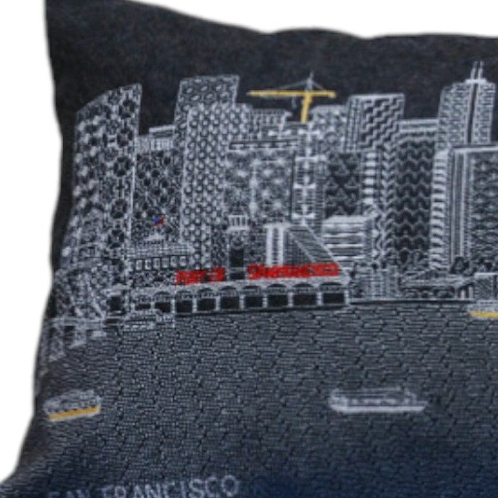 14" X 35" Black Gray and White Hometown Pride Wool Lumbar Throw Pillow-Accent Throw Pillows-DECOROLALA