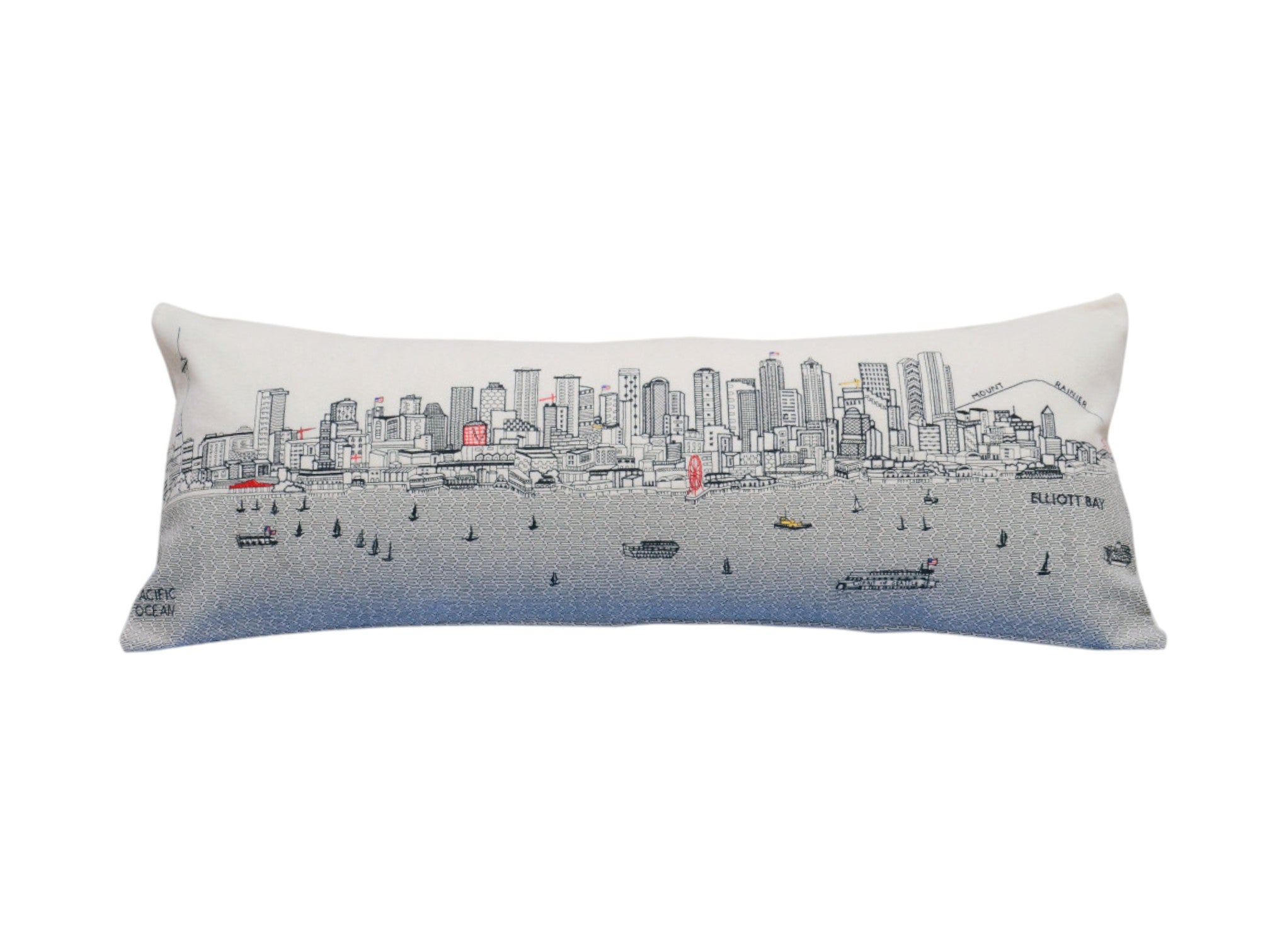14" X 35" Cream Hometown Pride Wool Lumbar Throw Pillow-Accent Throw Pillows-DECOROLALA
