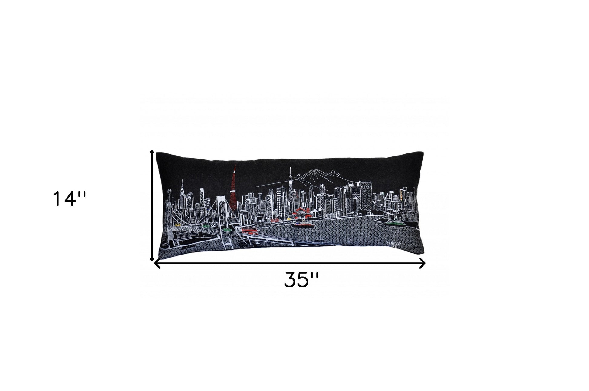 14" X 35" Black Gray and White Hometown Pride Wool Lumbar Throw Pillow-Accent Throw Pillows-DECOROLALA