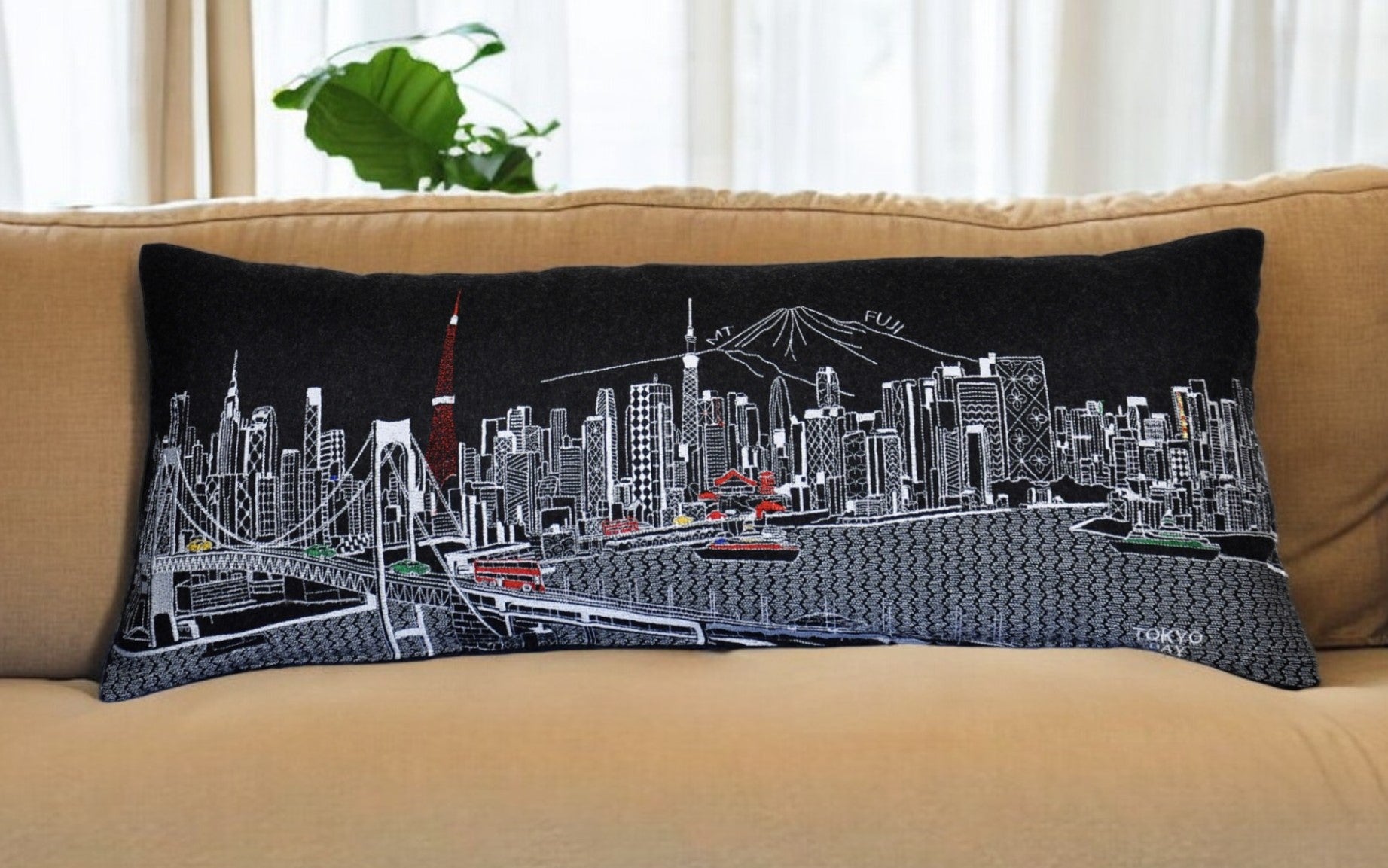 14" X 35" Black Gray and White Hometown Pride Wool Lumbar Throw Pillow-Accent Throw Pillows-DECOROLALA