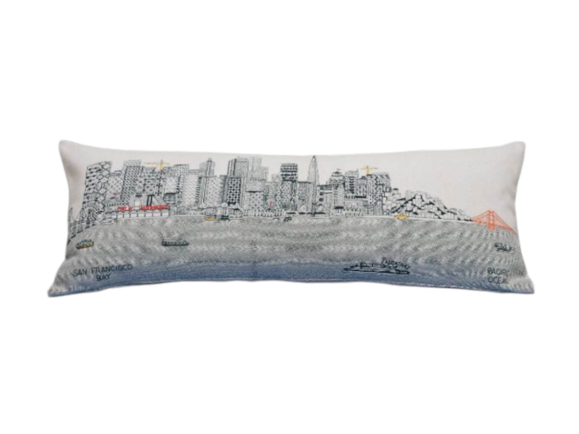 14" X 35" Cream Hometown Pride Wool Lumbar Throw Pillow-Accent Throw Pillows-DECOROLALA