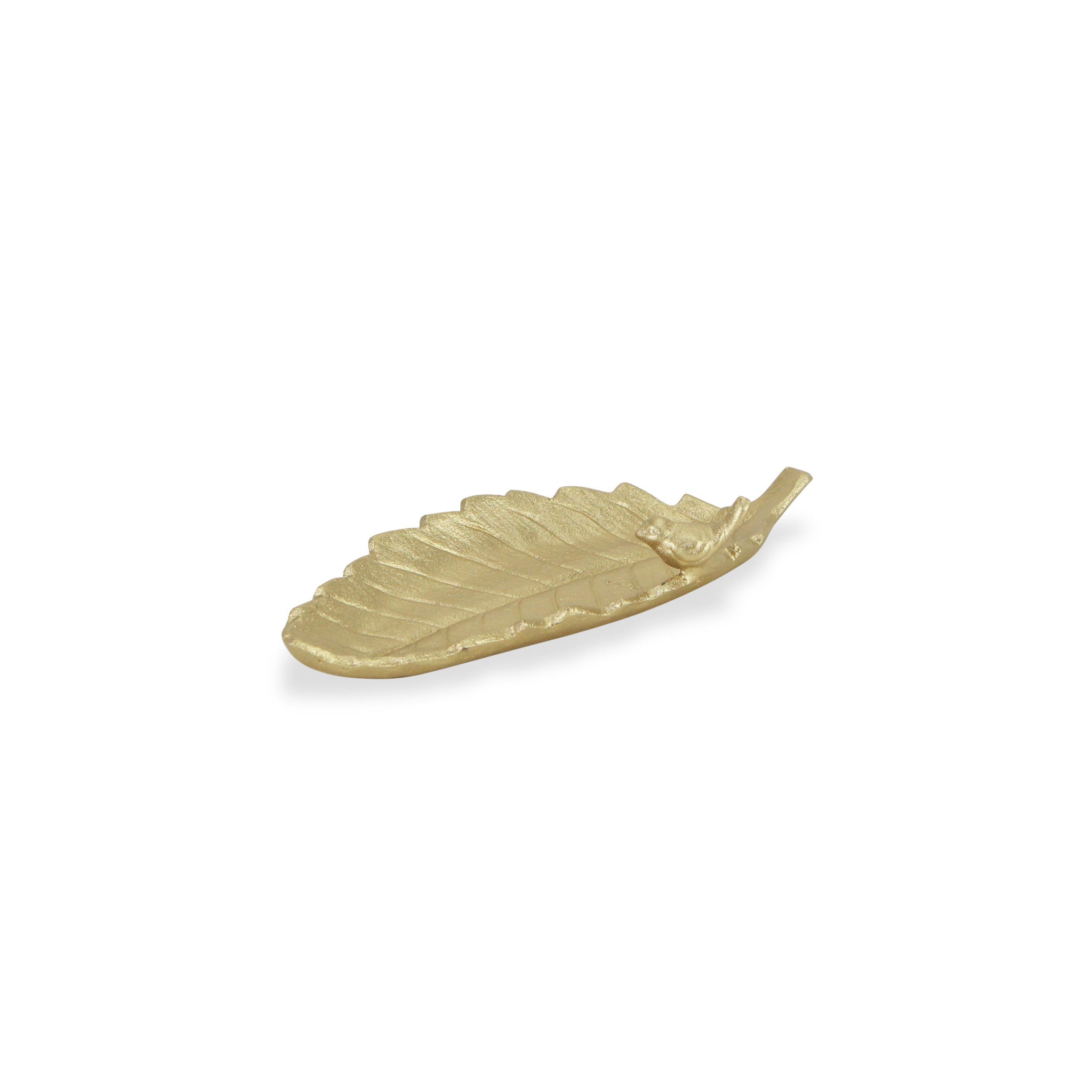 10" Gold Cast Iron Leaf Vanity Tray-1