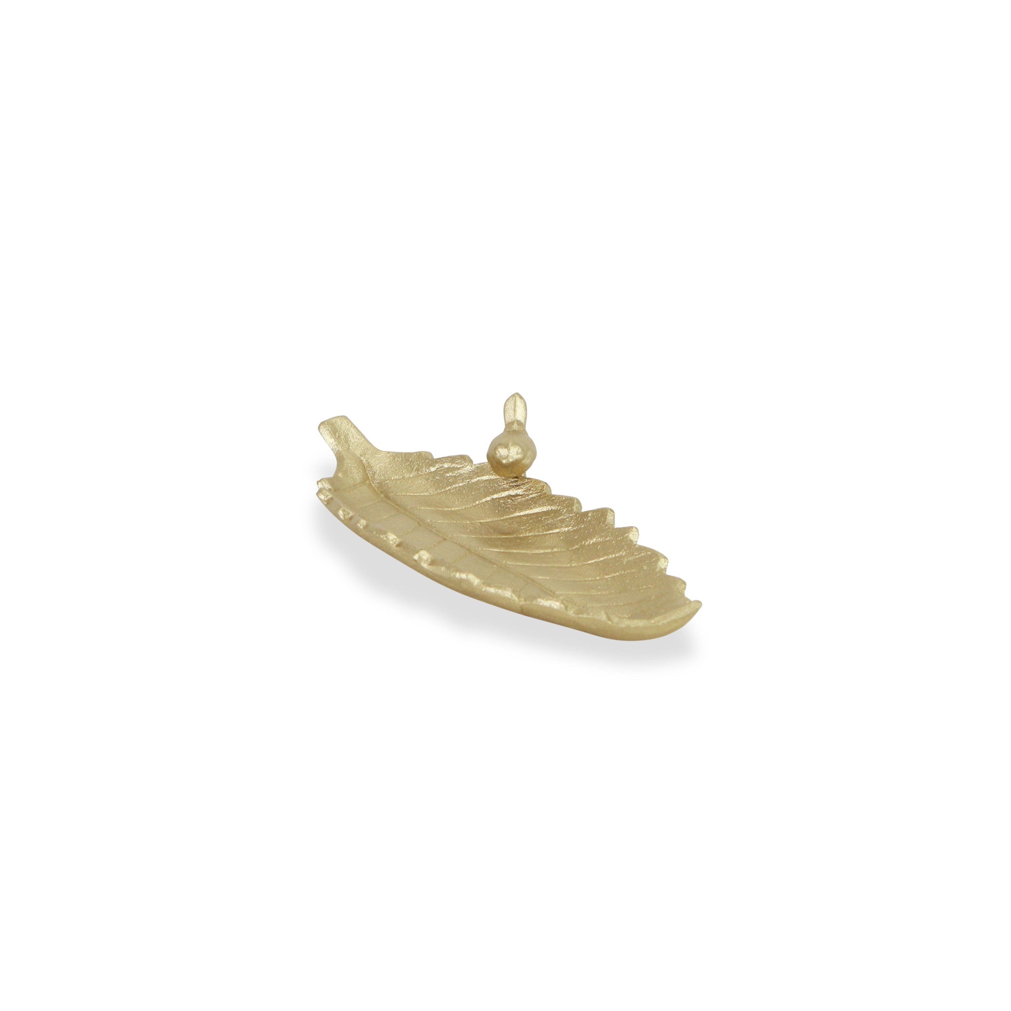 10" Gold Cast Iron Leaf Vanity Tray-2