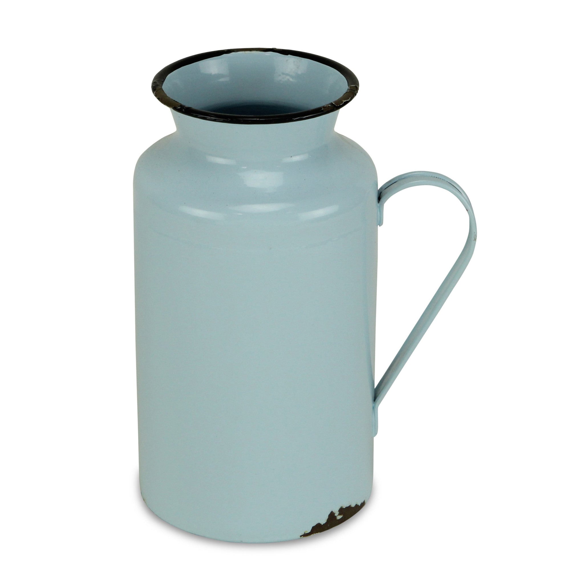 10" Blue and Black Metal Jug Vase-Vases-DECOROLALA