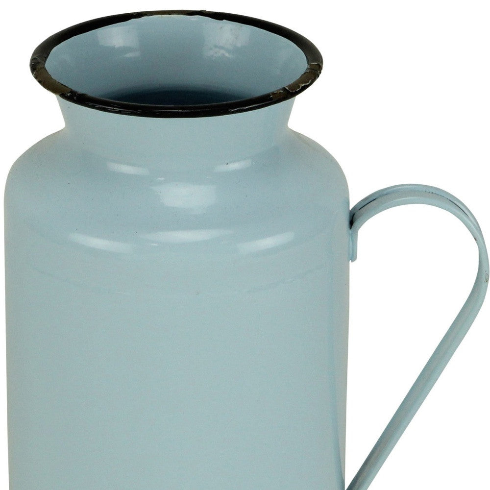 10" Blue and Black Metal Jug Vase-Vases-DECOROLALA