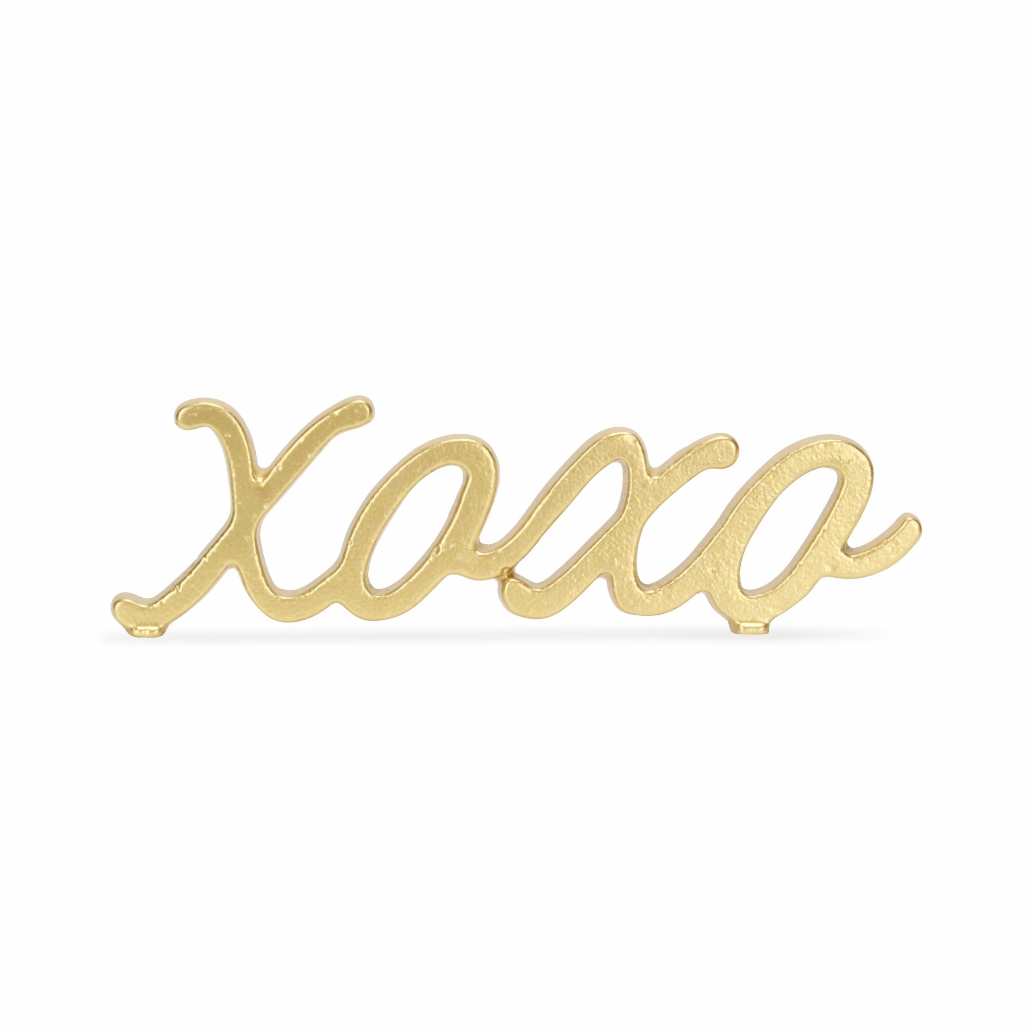 3" Gold Cast Iron Hand Painted XOXO Sentiment Tabletop Sculpture-Sculptures-DECOROLALA