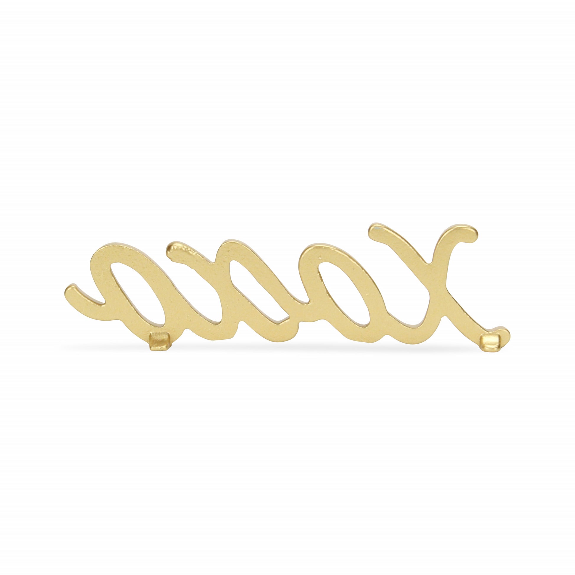 3" Gold Cast Iron Hand Painted XOXO Sentiment Tabletop Sculpture-Sculptures-DECOROLALA