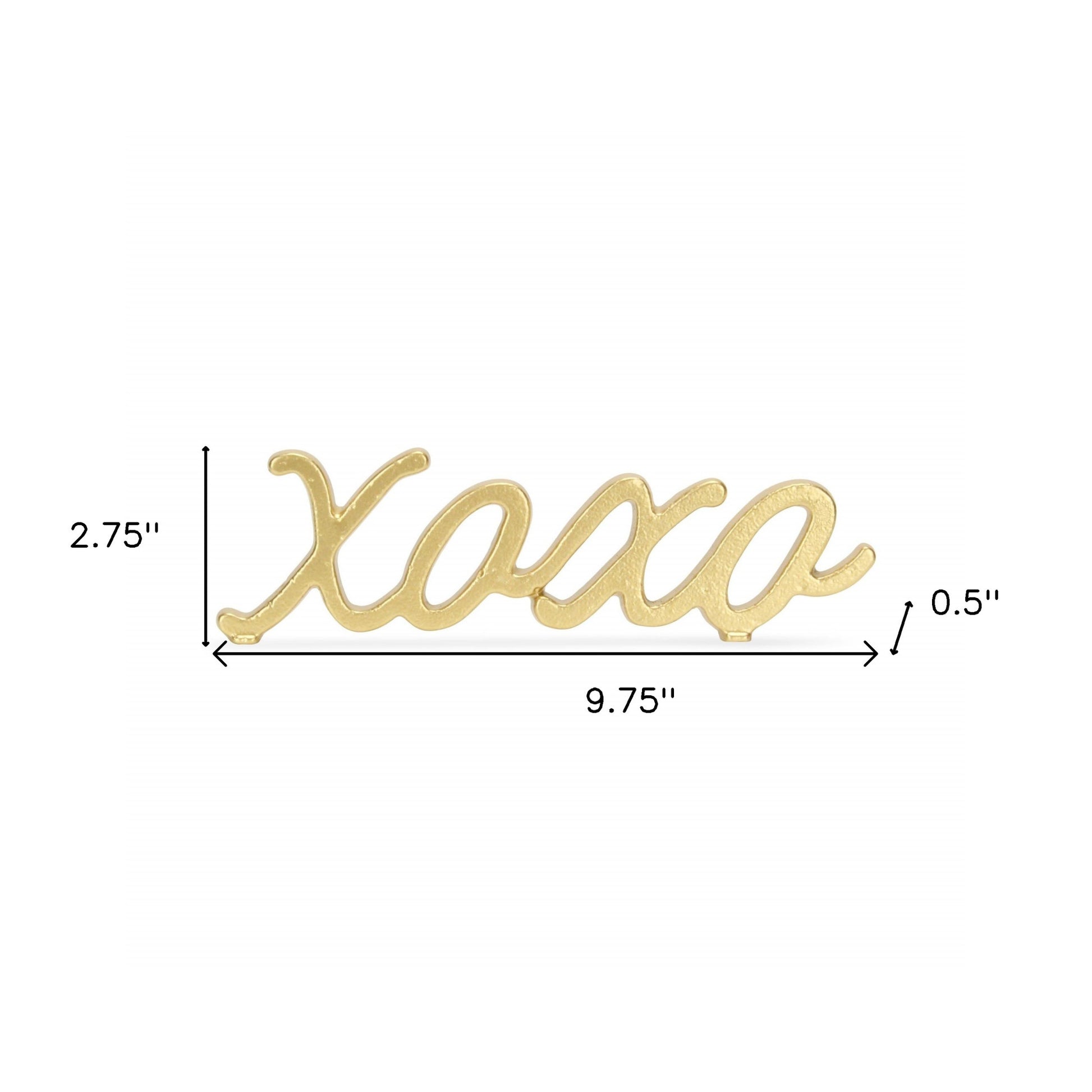 3" Gold Cast Iron Hand Painted XOXO Sentiment Tabletop Sculpture-Sculptures-DECOROLALA