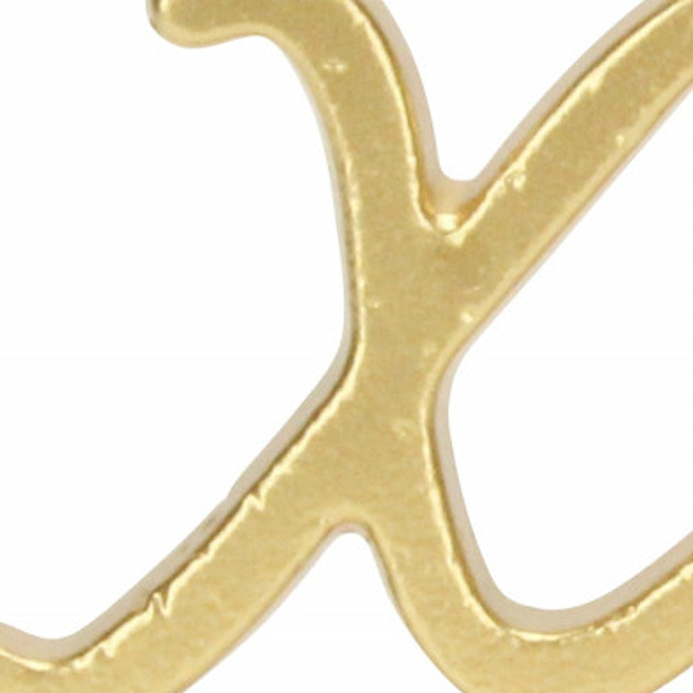 3" Gold Cast Iron Hand Painted XOXO Sentiment Tabletop Sculpture-Sculptures-DECOROLALA