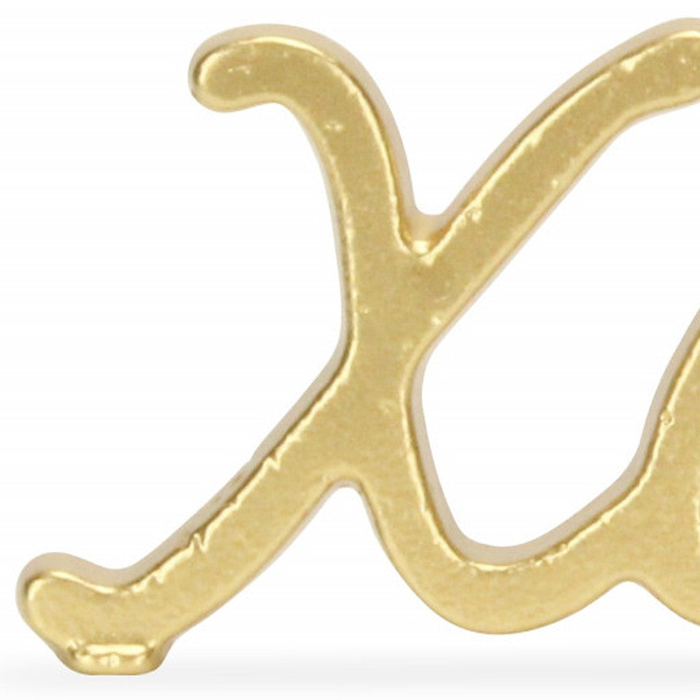 3" Gold Cast Iron Hand Painted XOXO Sentiment Tabletop Sculpture-Sculptures-DECOROLALA
