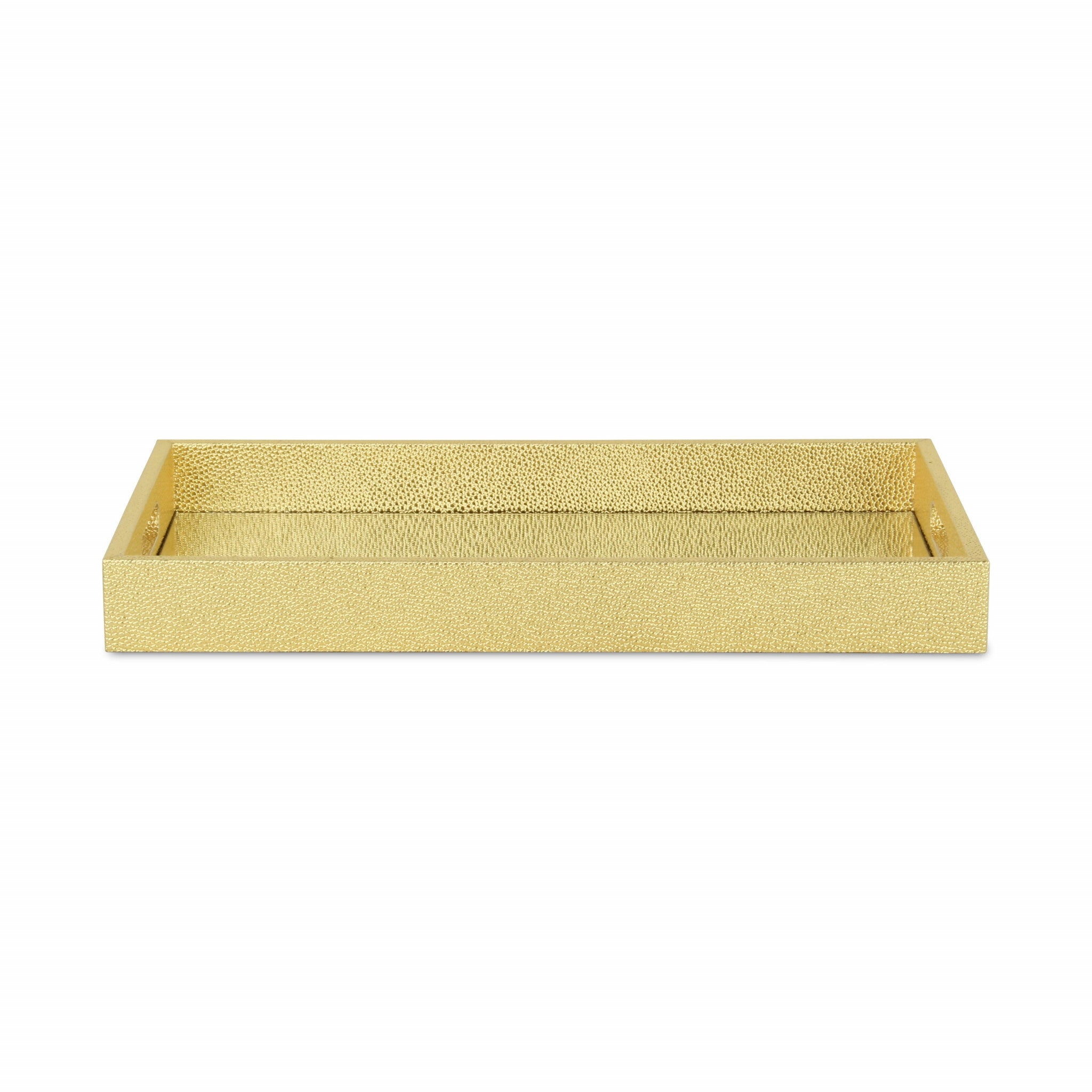 16" Gold Rectangular Wood Handmade Tray With Handles-1