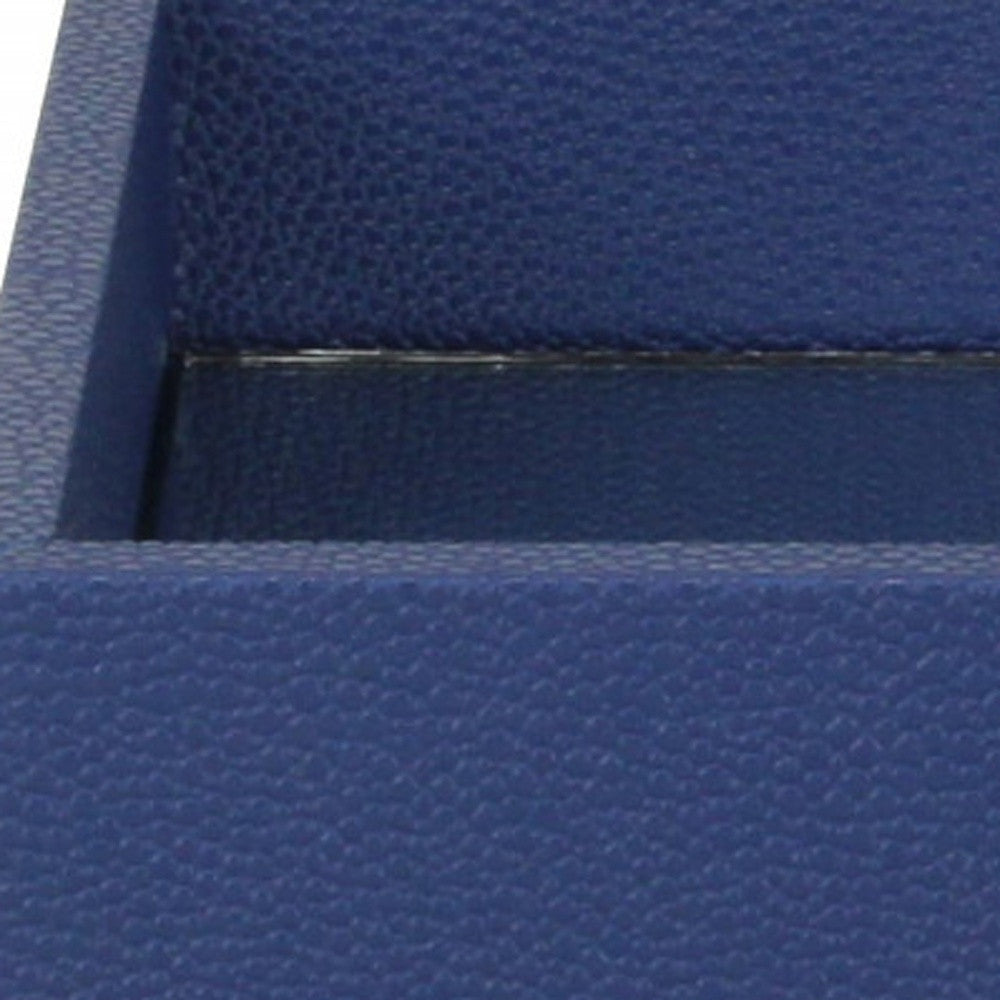 10" Navy Blue Rectangular Wood Handmade Tray-5
