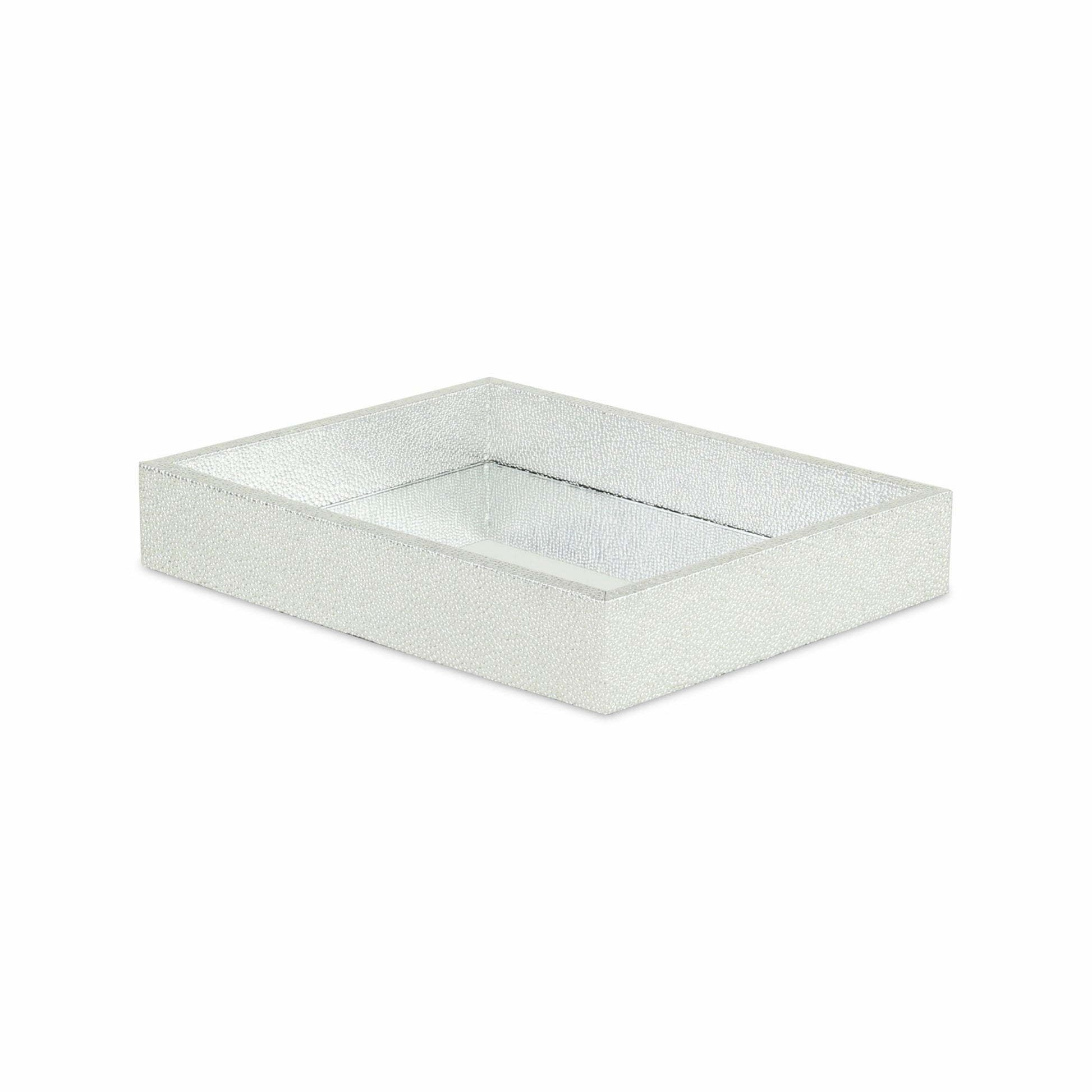 10" Silver Rectangular Wood Handmade Tray-3