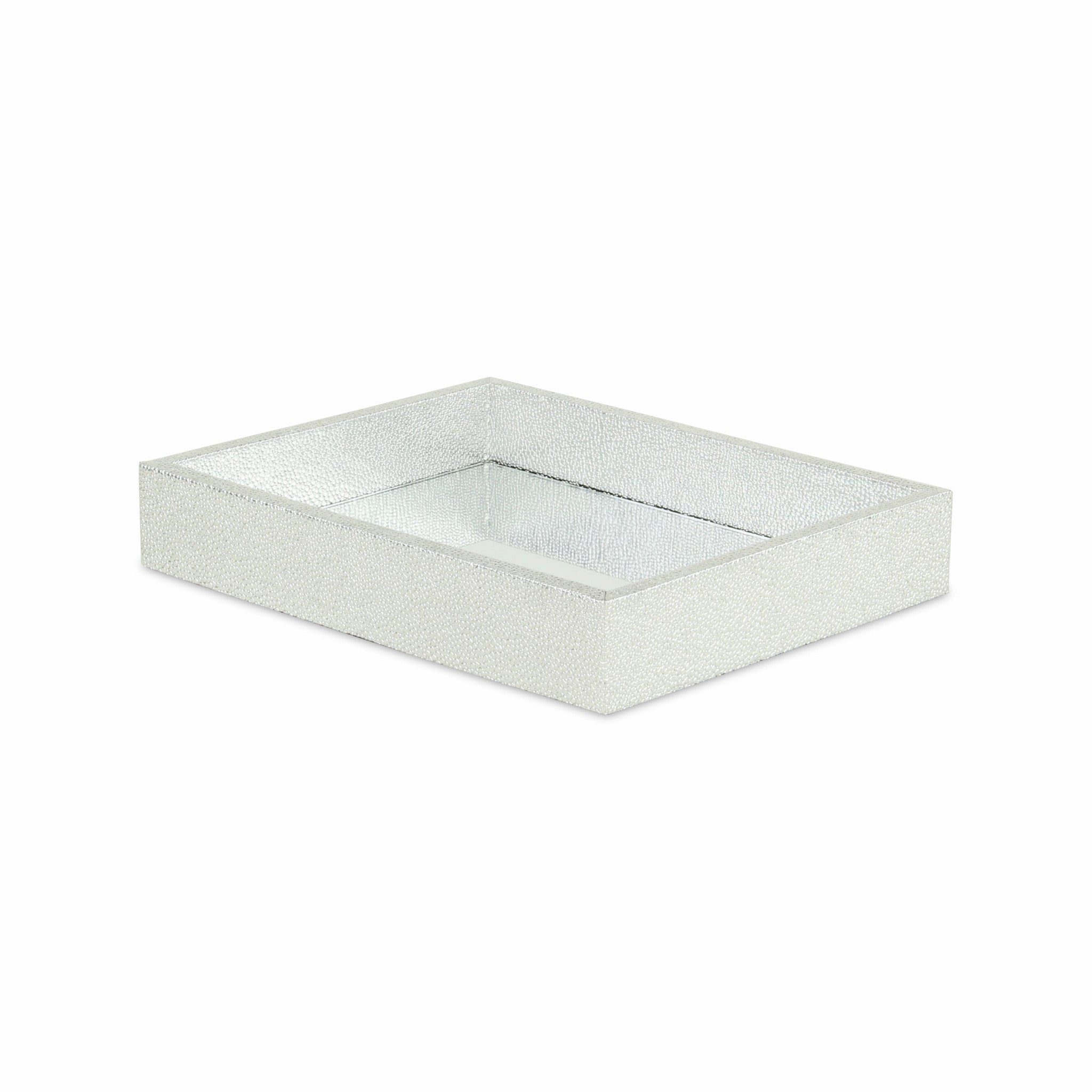 10" Silver Rectangular Wood Handmade Tray-3