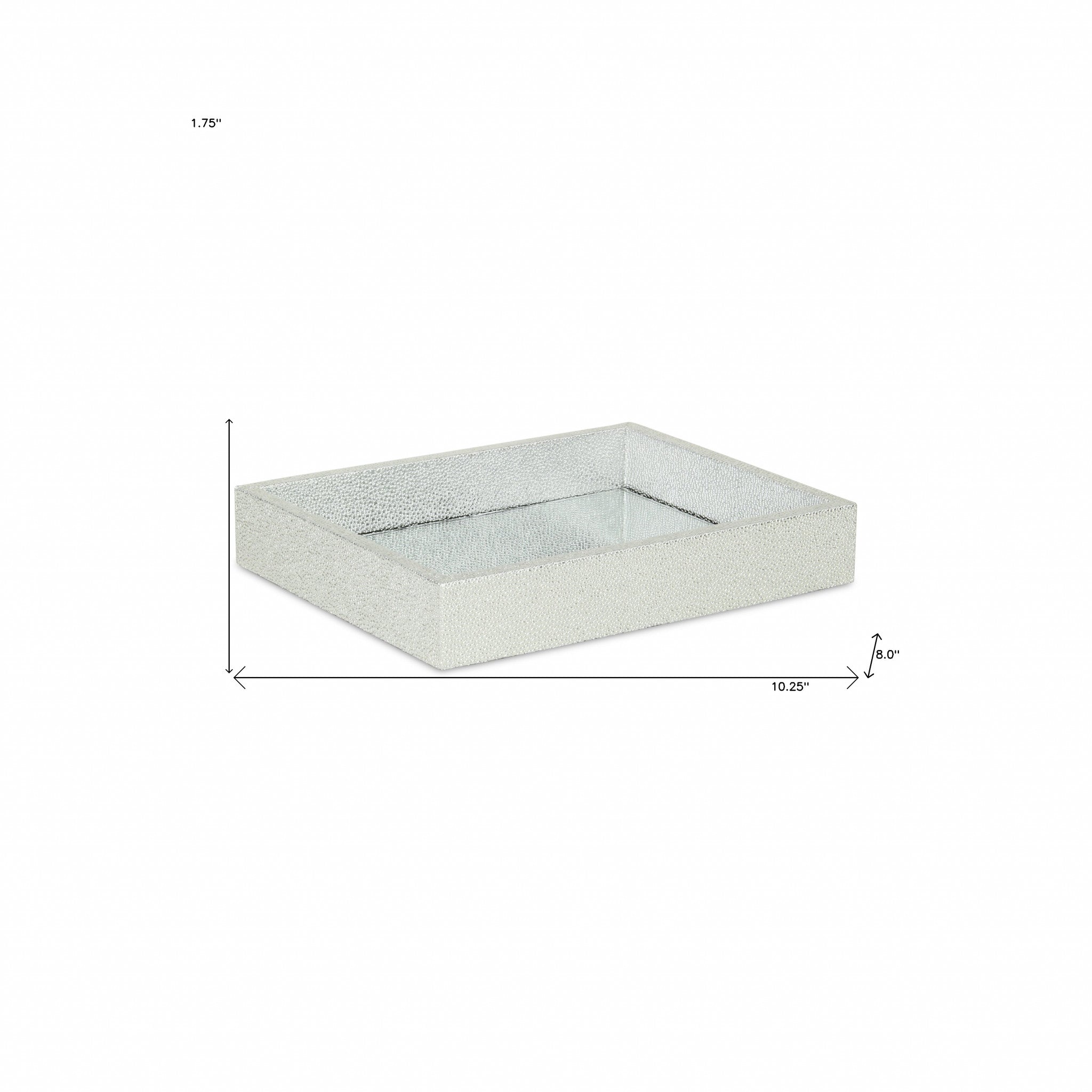 10" Silver Rectangular Wood Handmade Tray-6