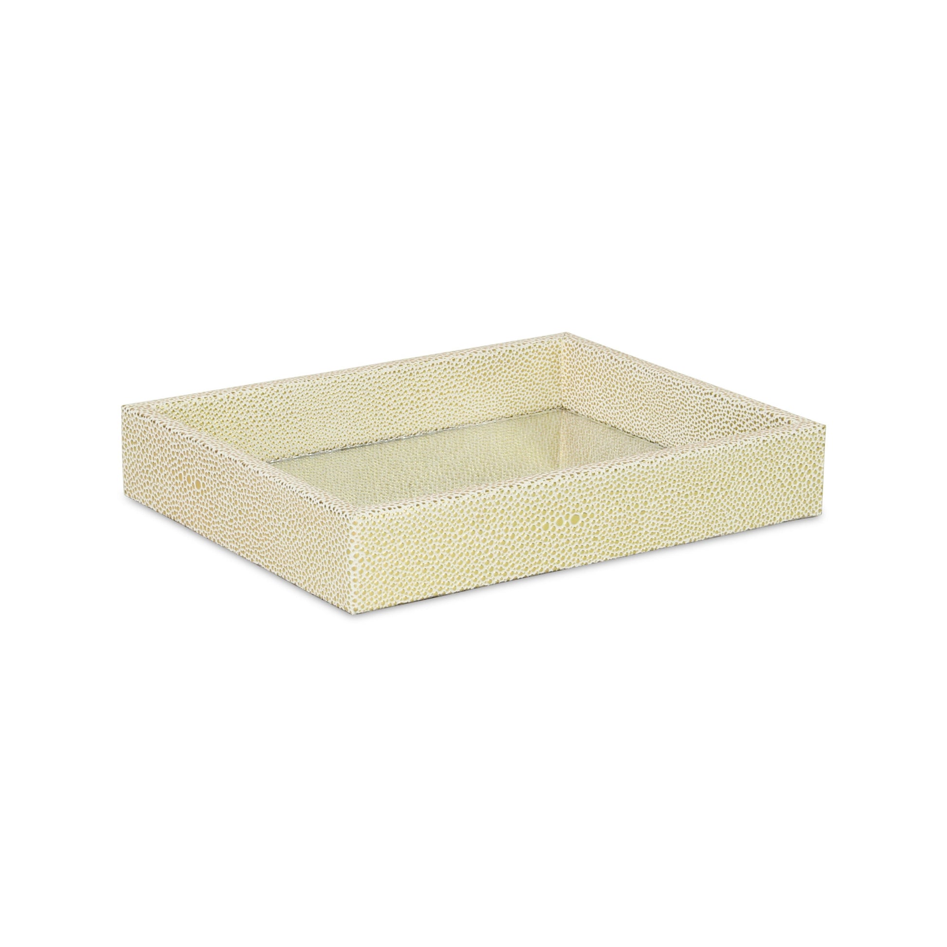10" White and Gold Rectangular Wood Handmade Serving Tray-1