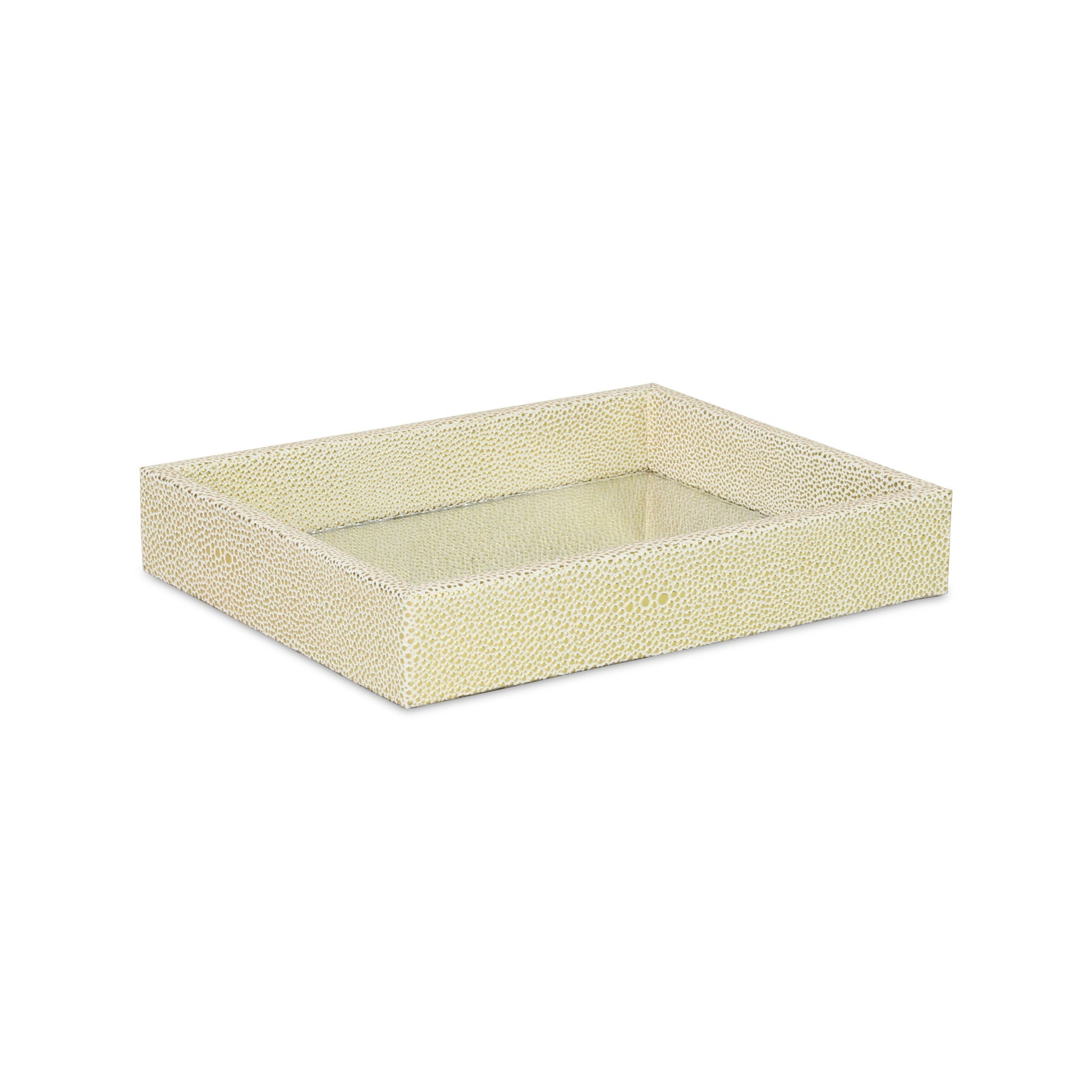 10" White and Gold Rectangular Wood Handmade Serving Tray-1