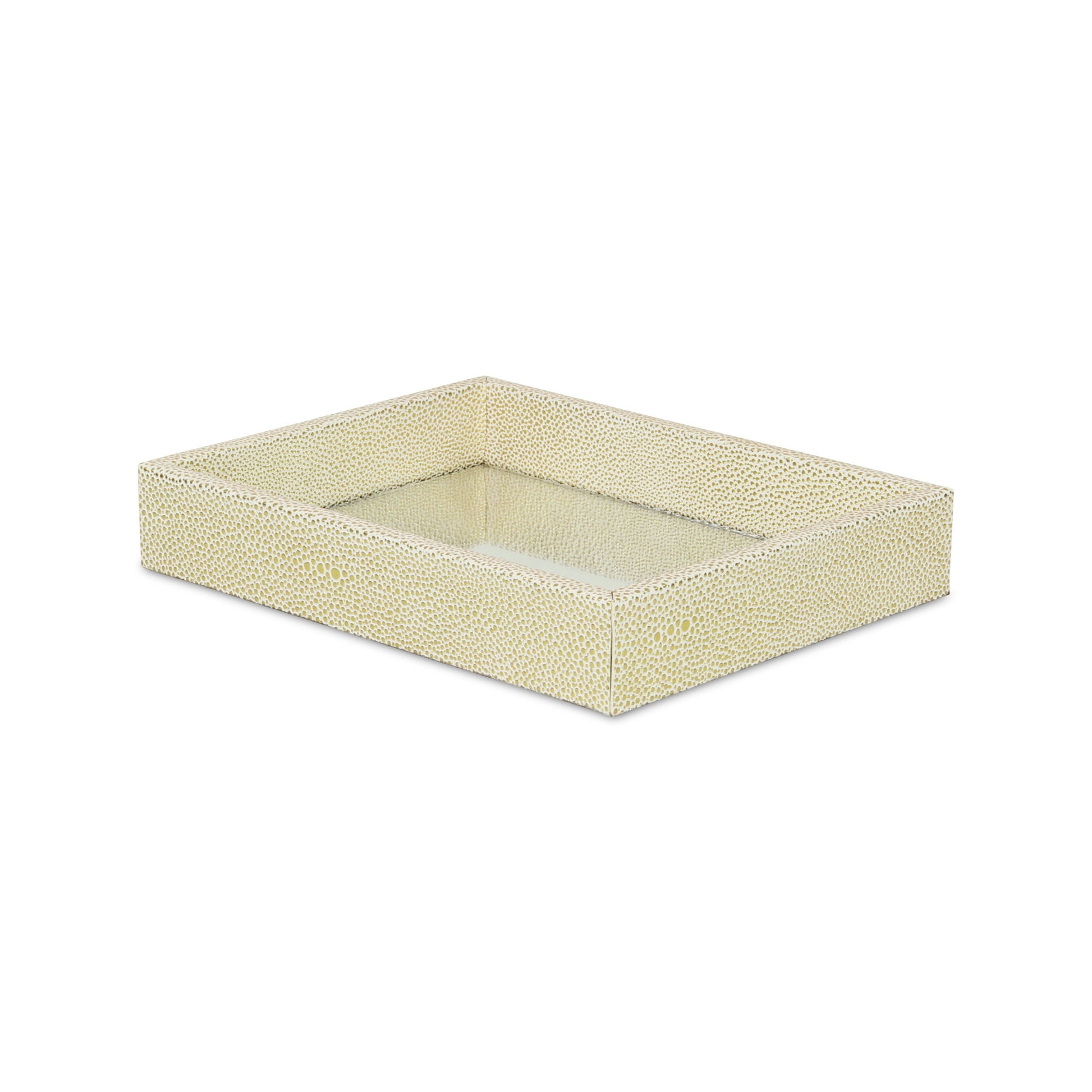 10" White and Gold Rectangular Wood Handmade Serving Tray-2