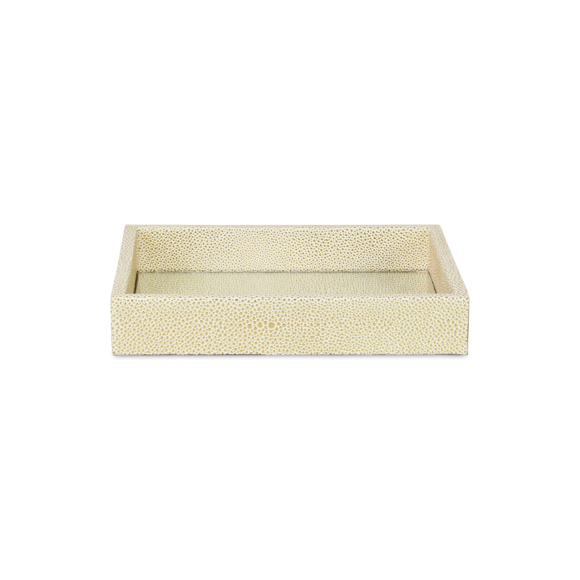 10" White and Gold Rectangular Wood Handmade Serving Tray-3
