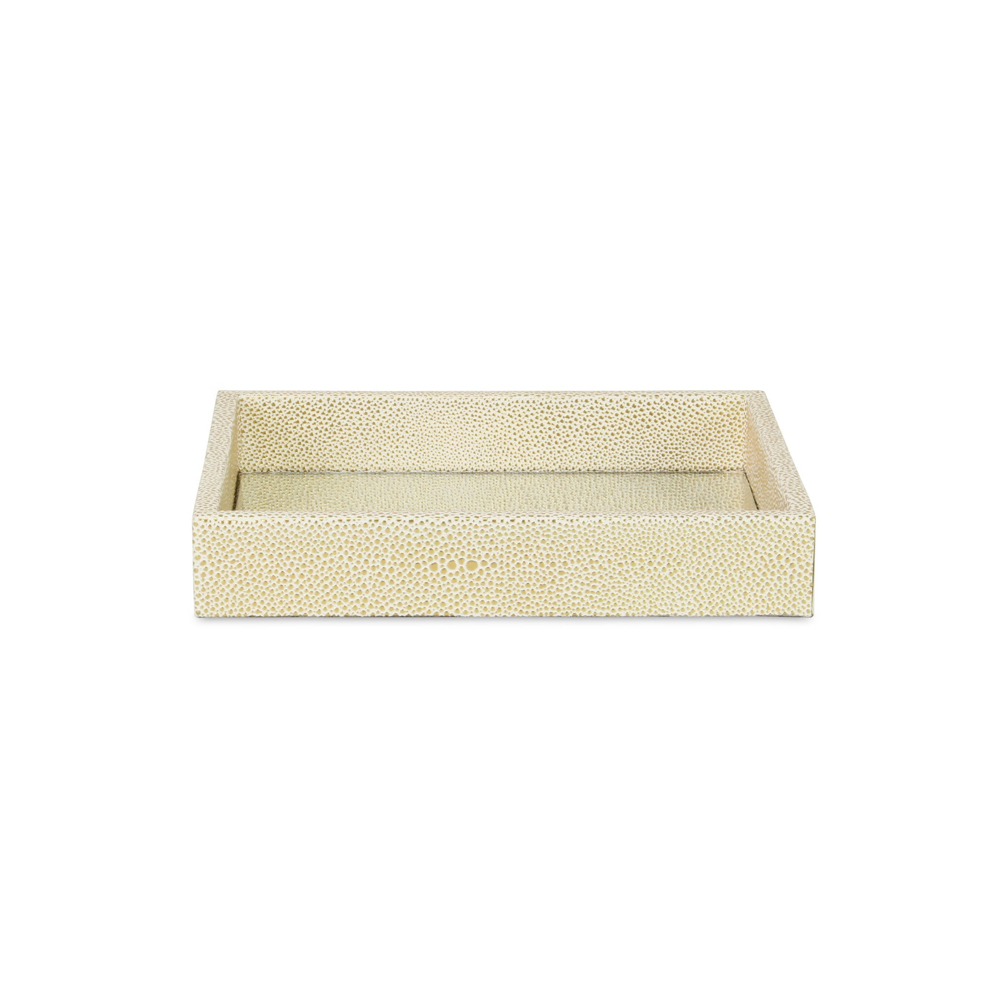10" White and Gold Rectangular Wood Handmade Serving Tray-3