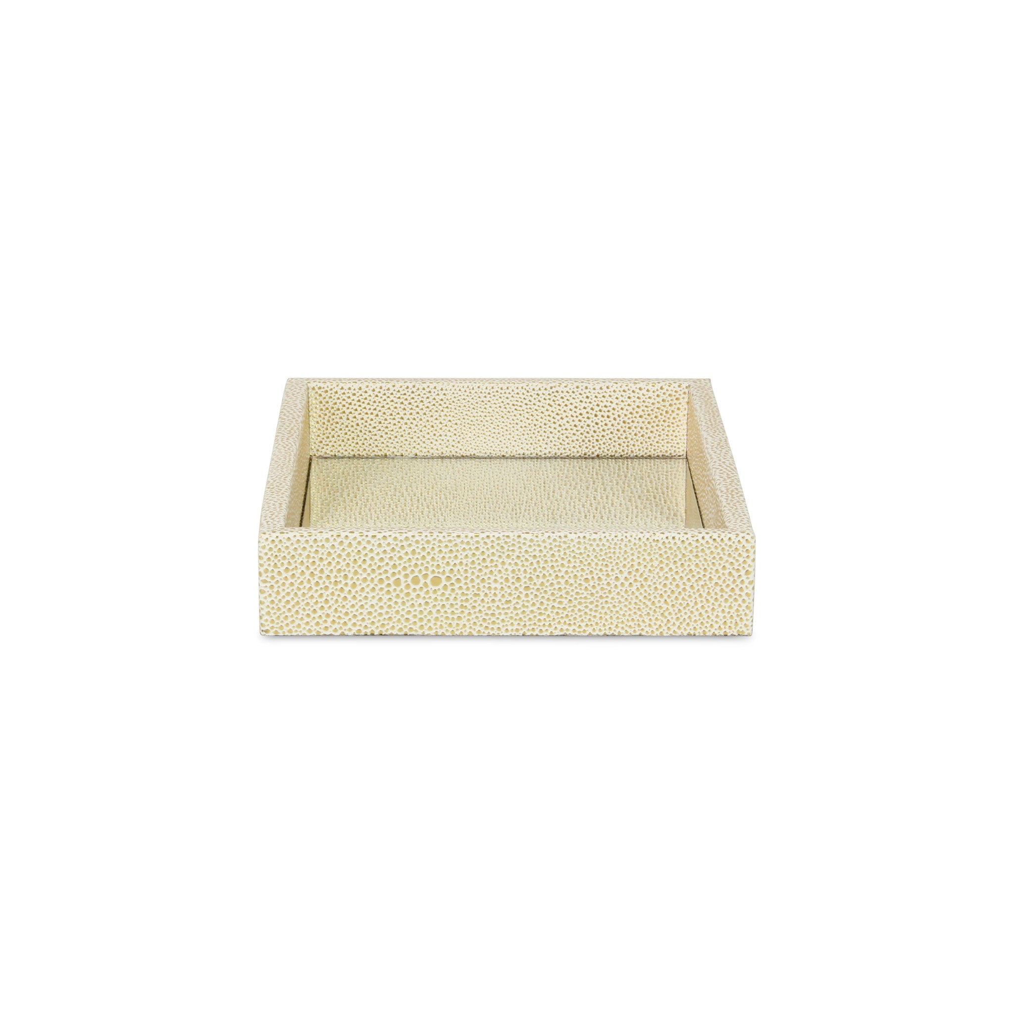 10" White and Gold Rectangular Wood Handmade Serving Tray-4